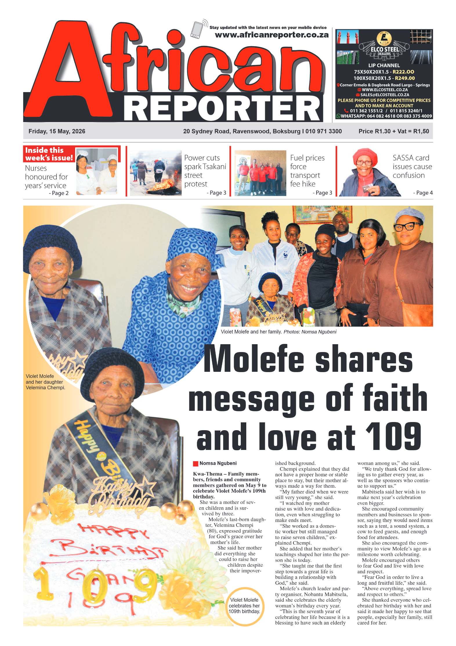 African Reporter 15 May 2026 page 1