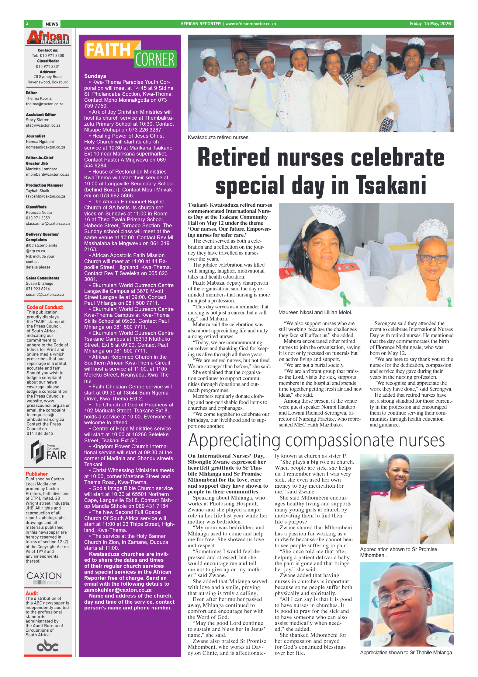 African Reporter 15 May 2026 page 2