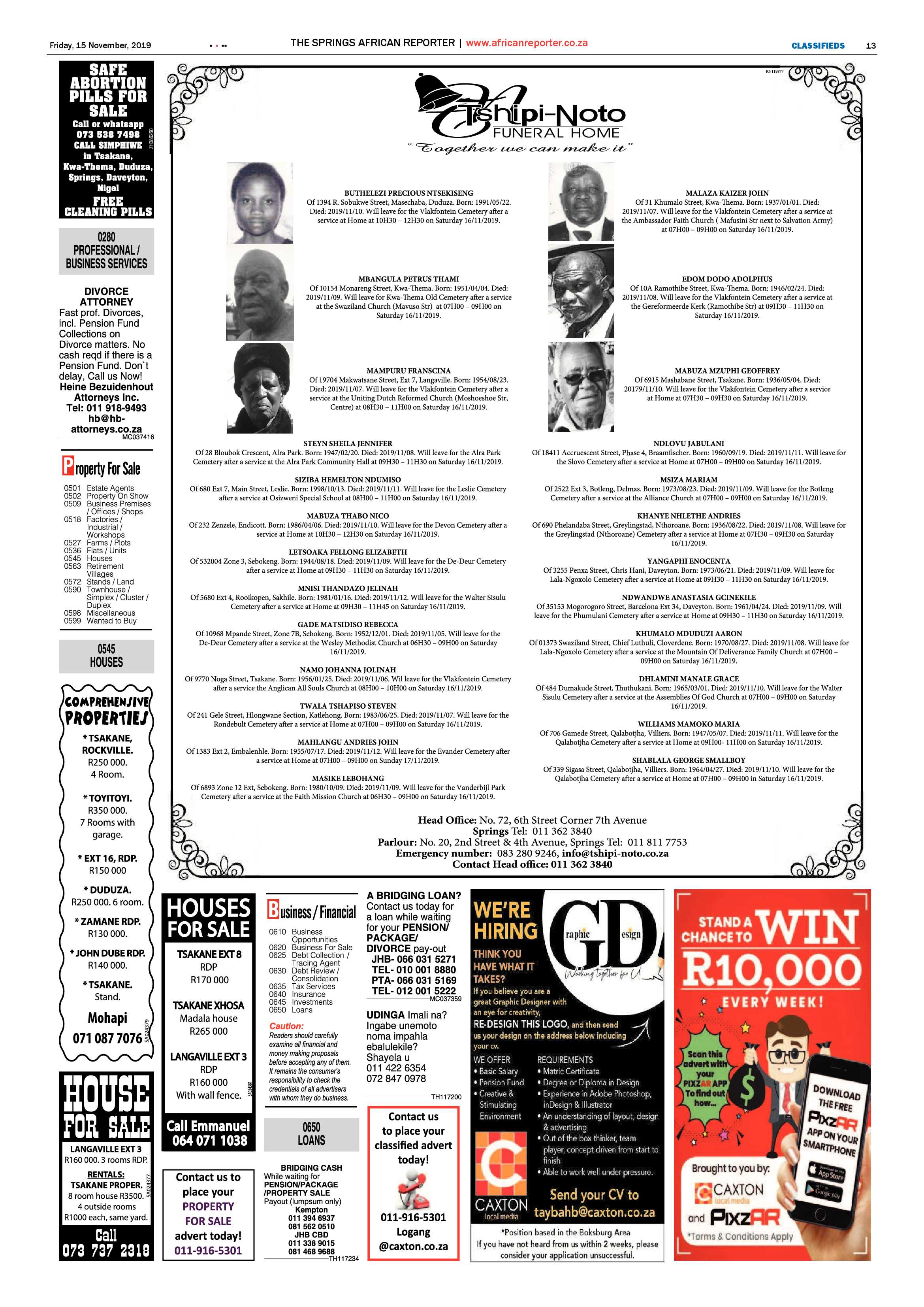 African Reporter 15 November 2019 page 13
