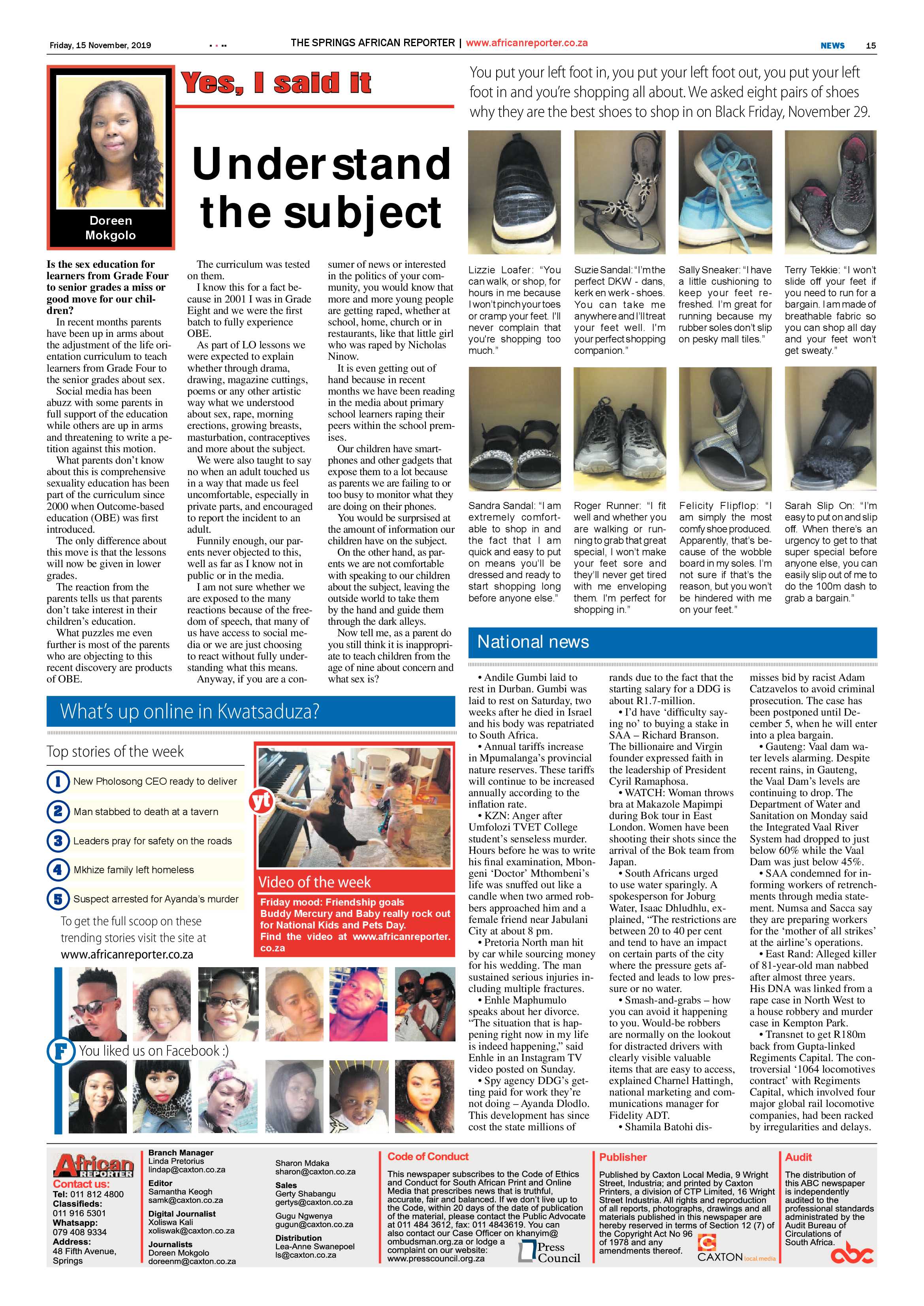 African Reporter 15 November 2019 page 15