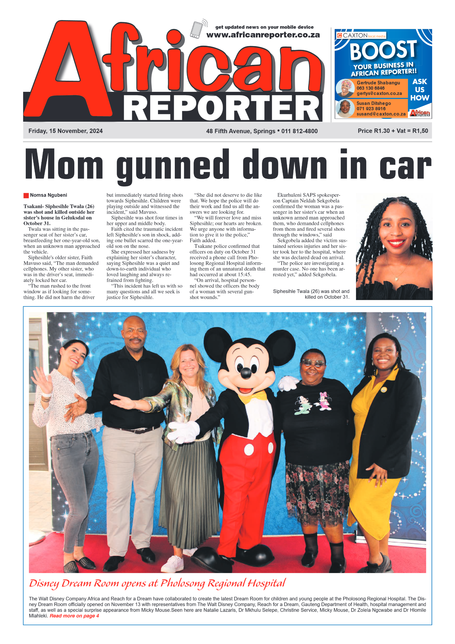 African Reporter 15 November 2024 page 1