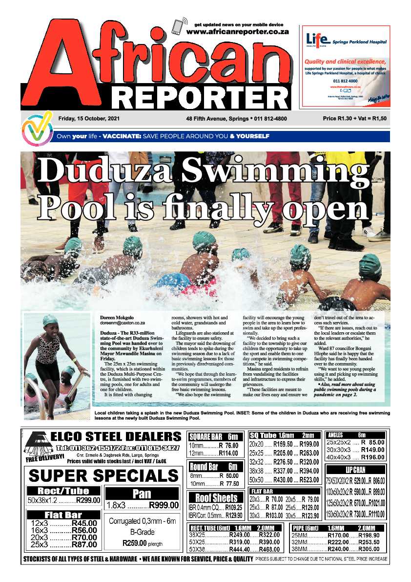 African Reporter 15 October 2021 page 1