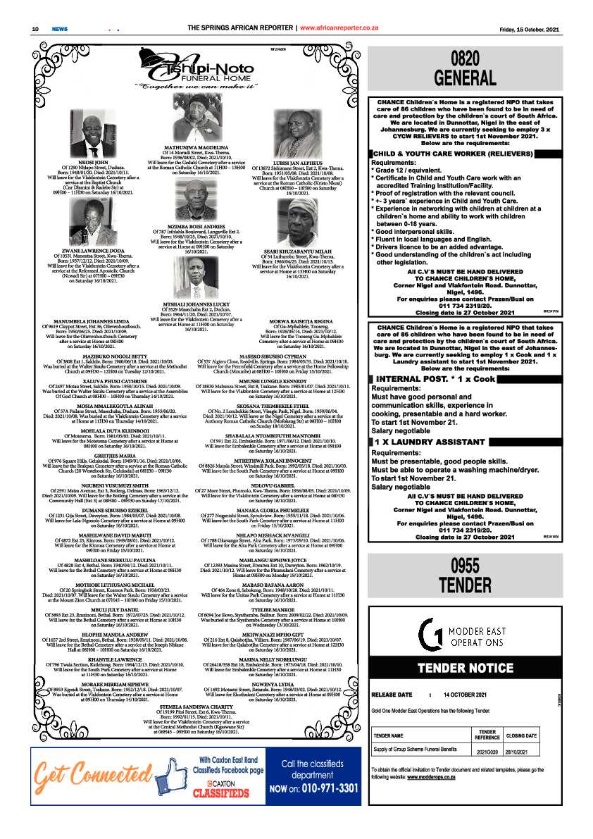 African Reporter 15 October 2021 page 10