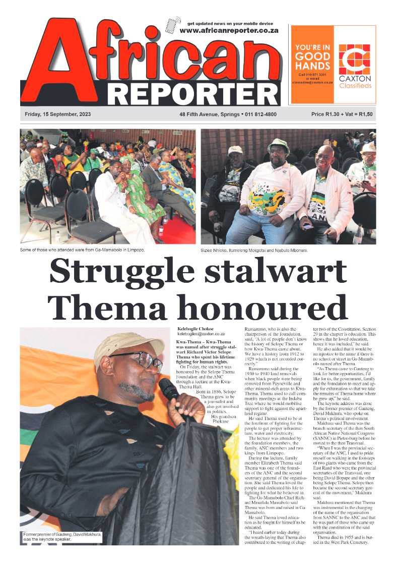 African Reporter 15 September 2023 page 1