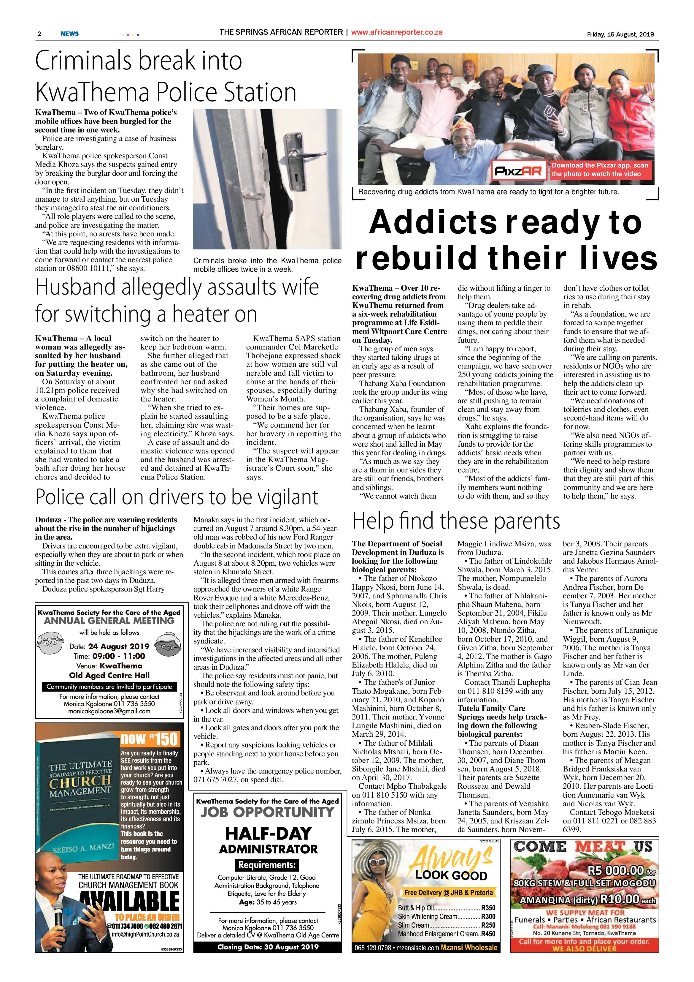 African Reporter 16 August 2019 page 2
