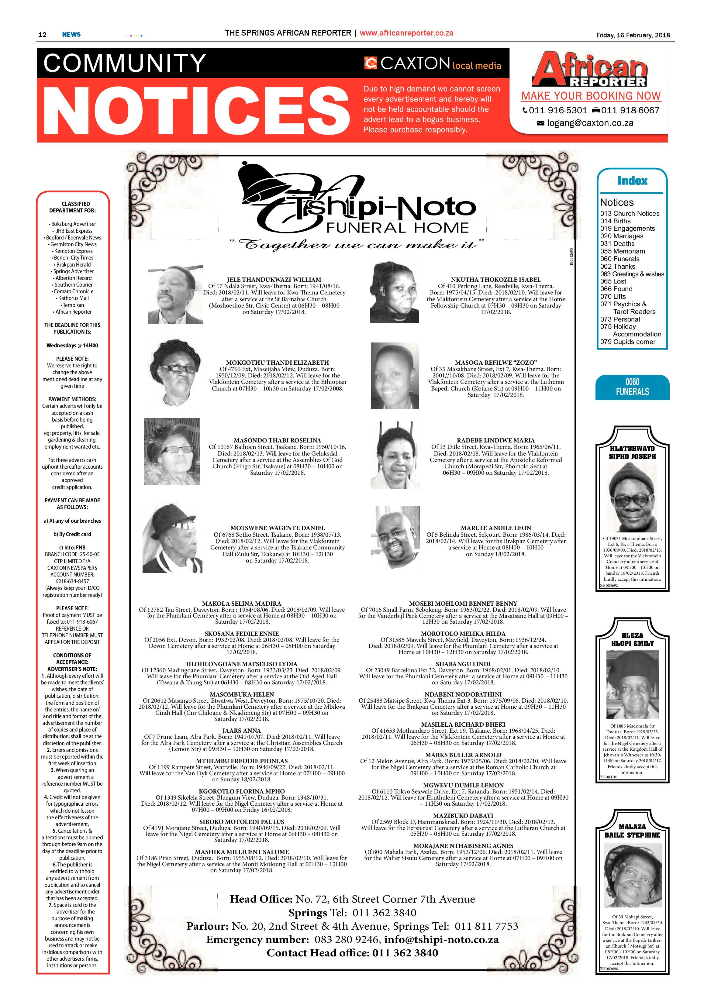 African Reporter 16 February 2018 page 12