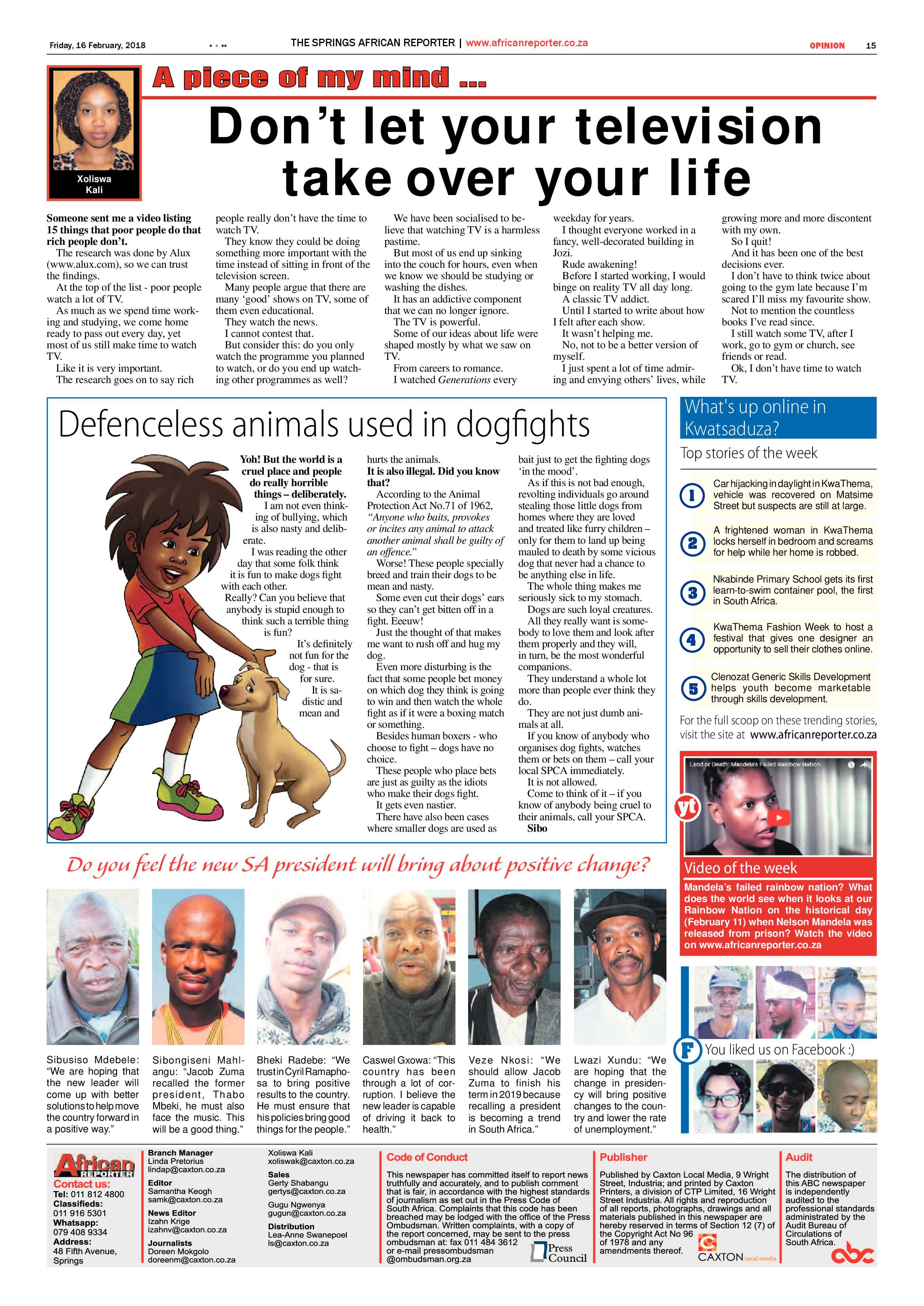 African Reporter 16 February 2018 page 15
