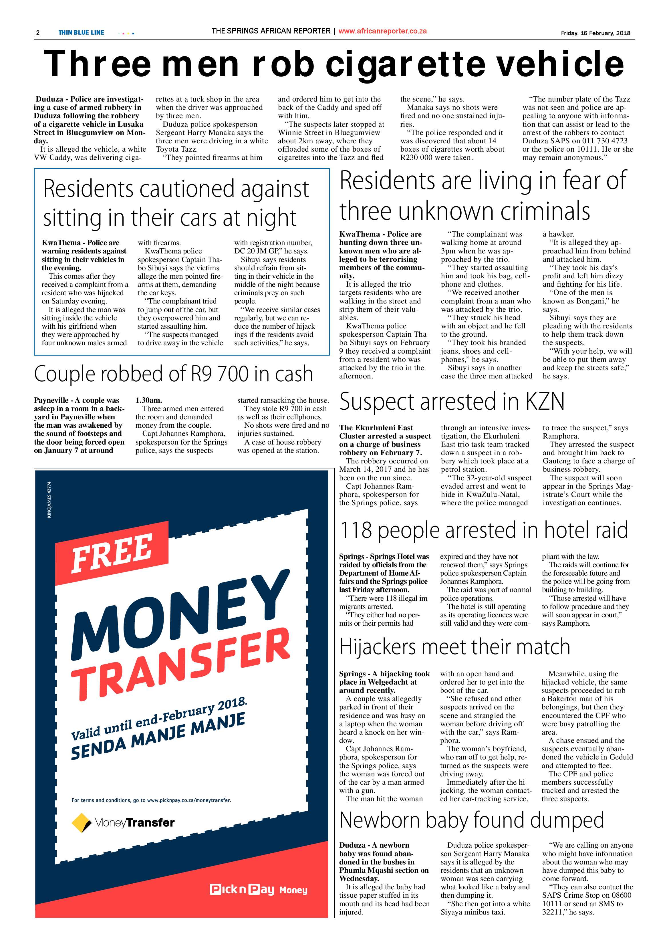 African Reporter 16 February 2018 page 2