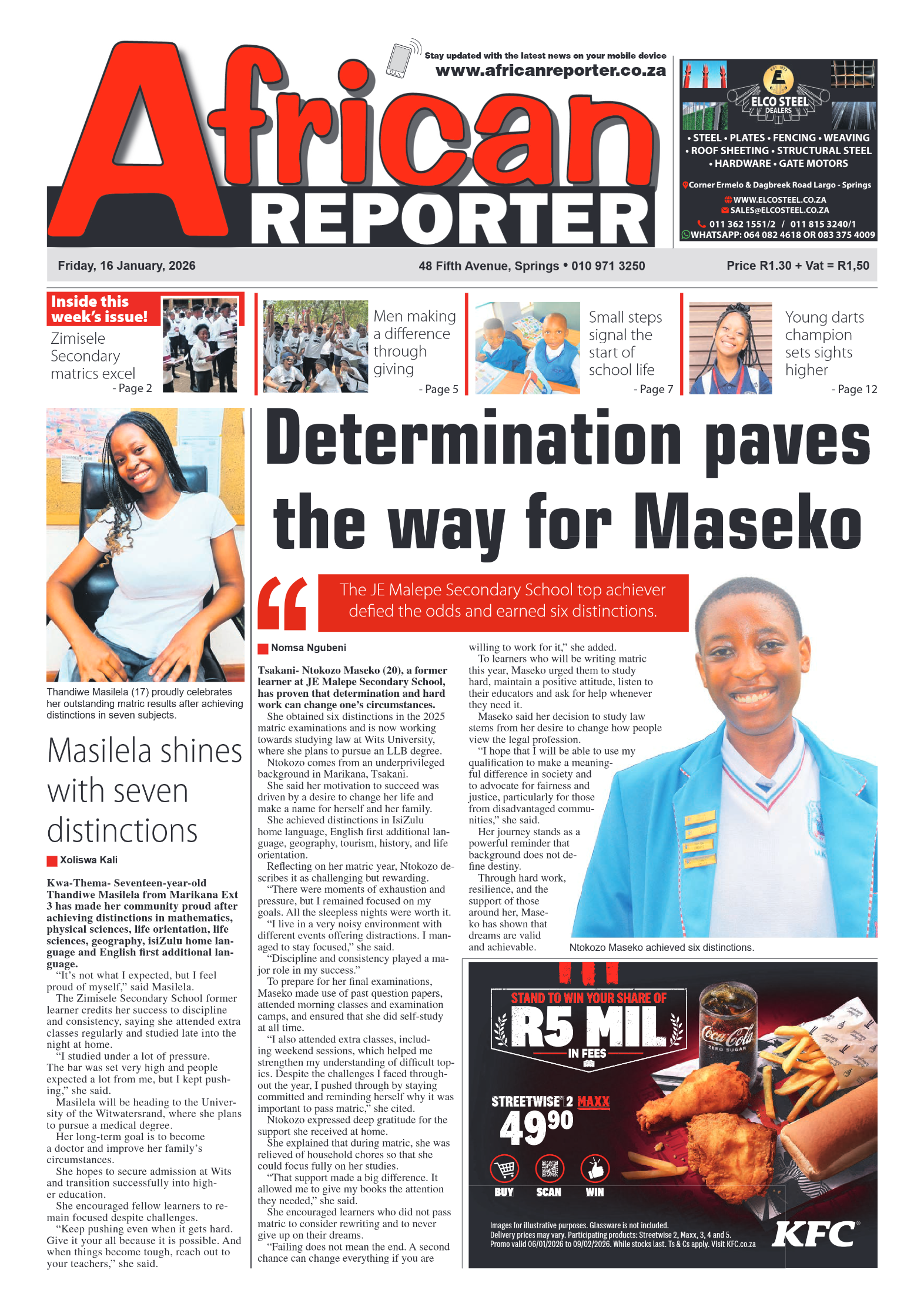 African Reporter 16 January 2026 page 1