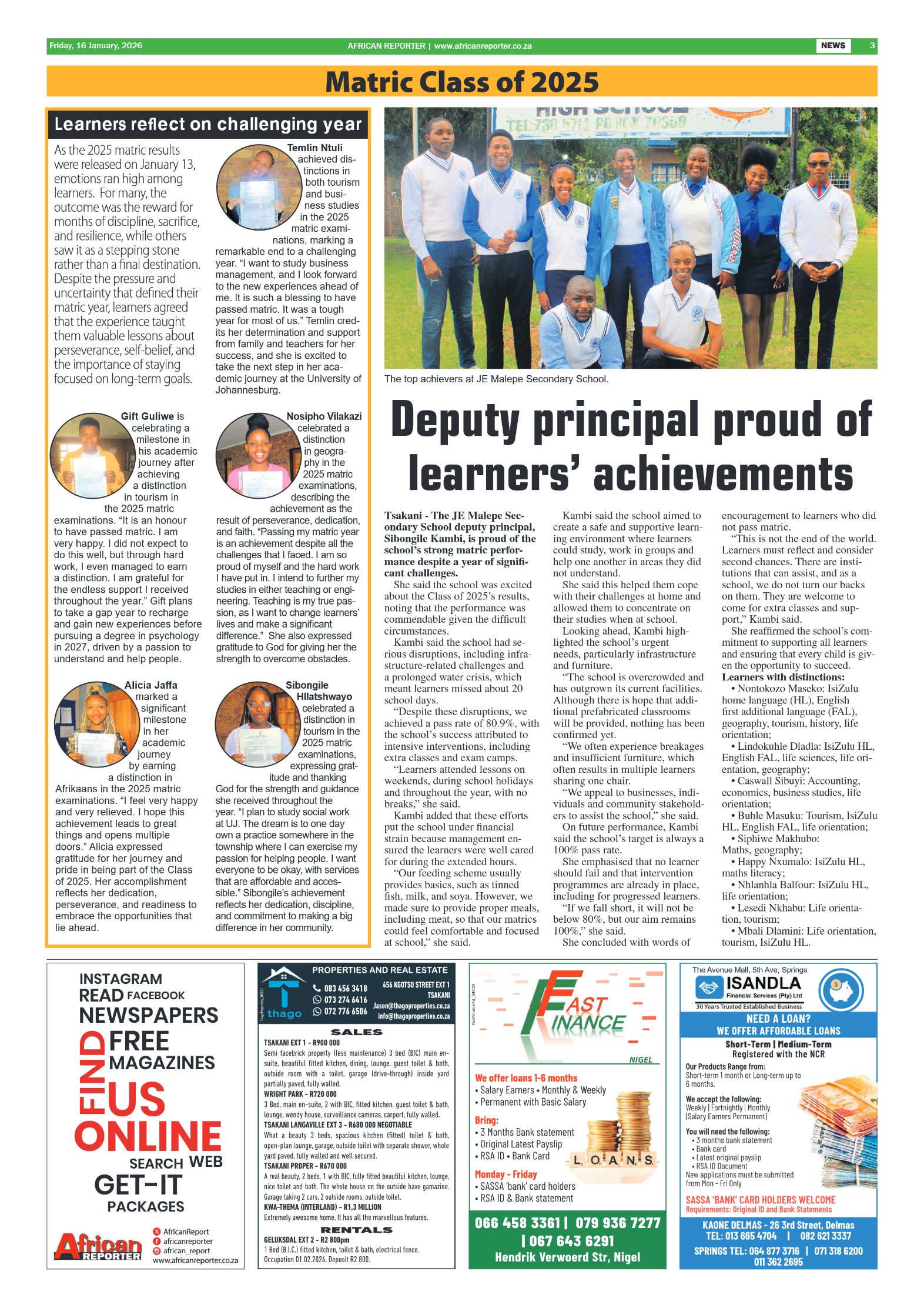 African Reporter 16 January 2026 page 3