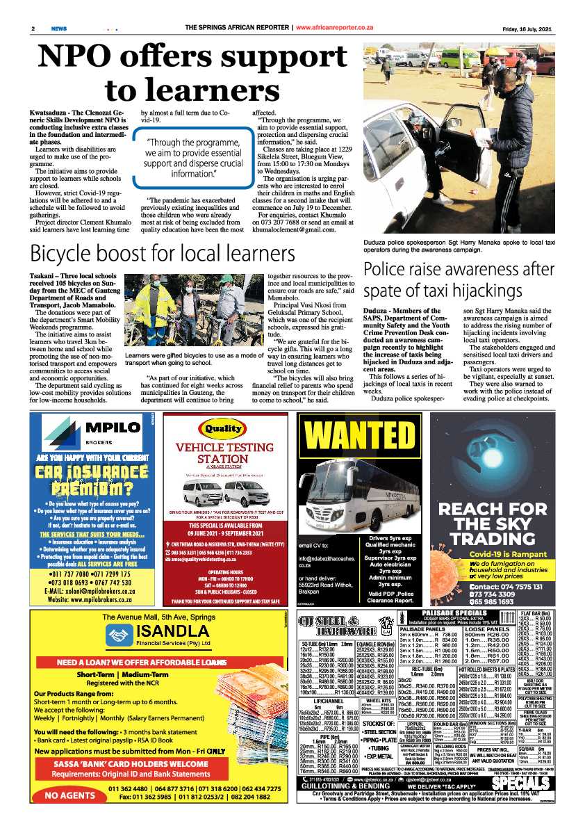 African Reporter 16 July 2021 page 2