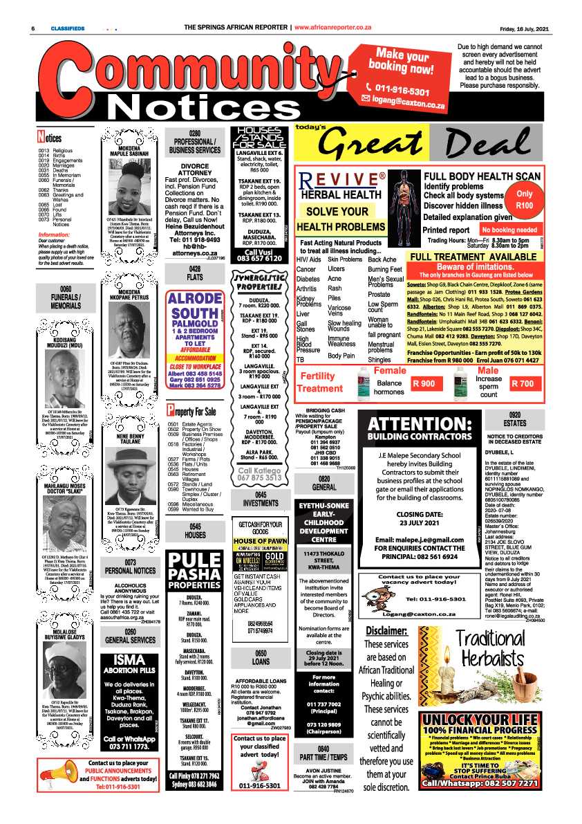 African Reporter 16 July 2021 page 6