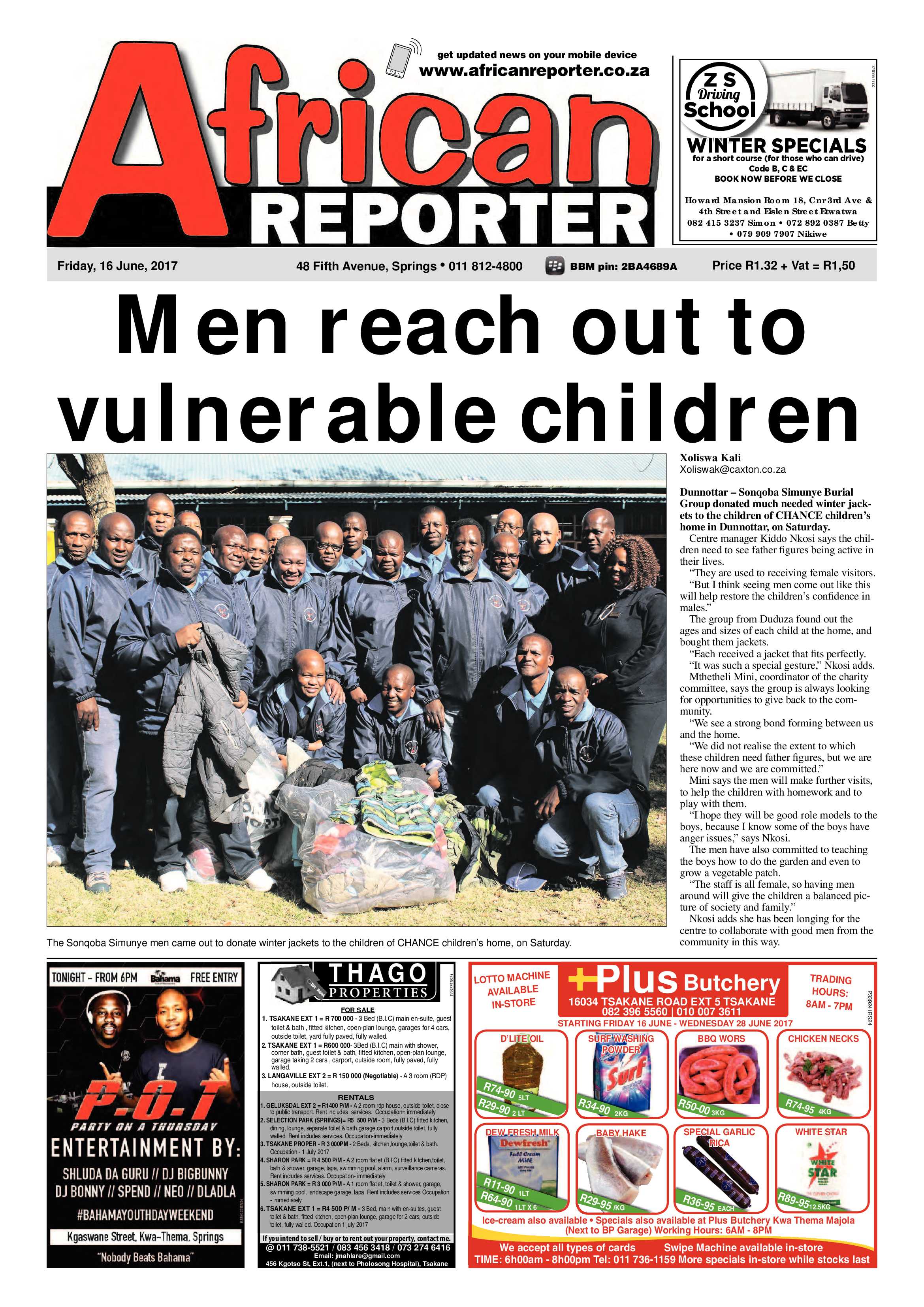 African Reporter 16 June 2017 page 1