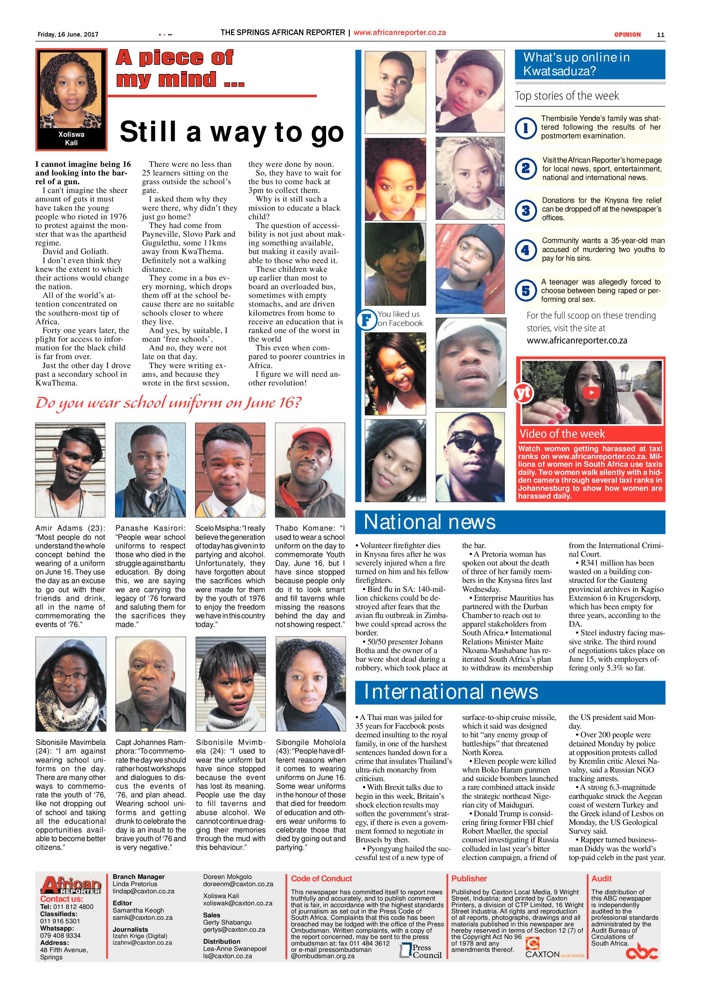 African Reporter 16 June 2017 page 11