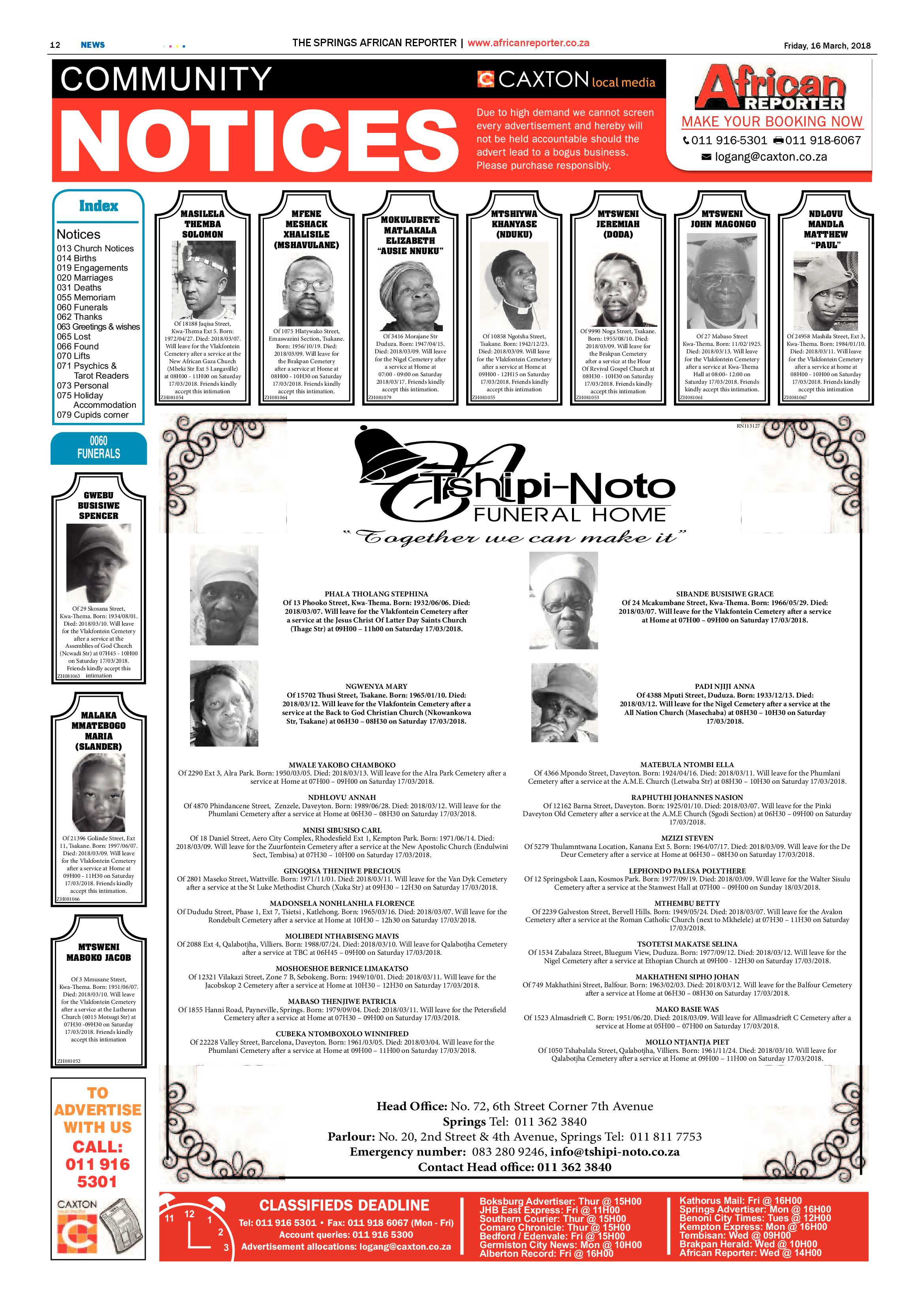 African Reporter 16 March 2018 page 12