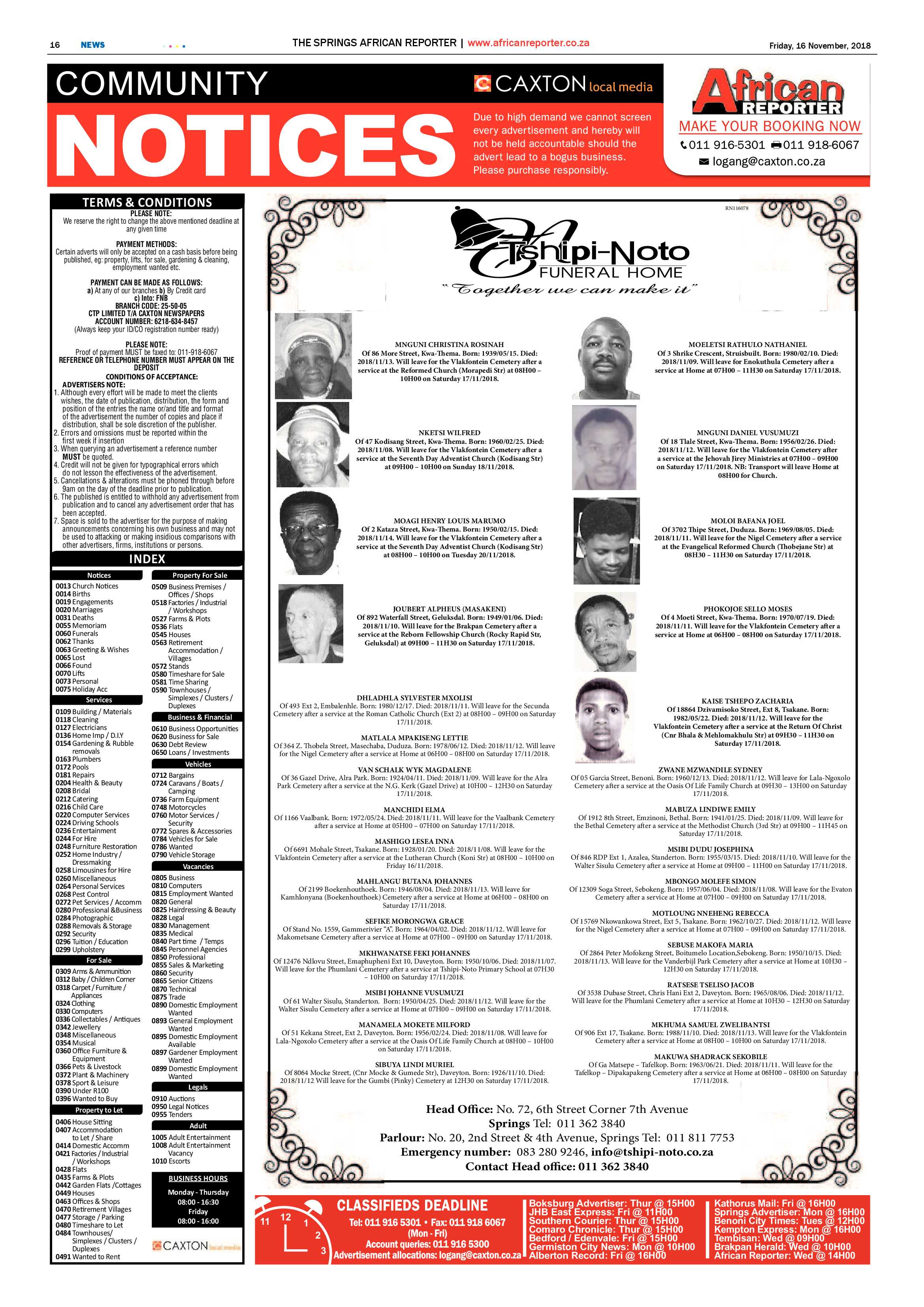 African Reporter 16 November 2018 page 16