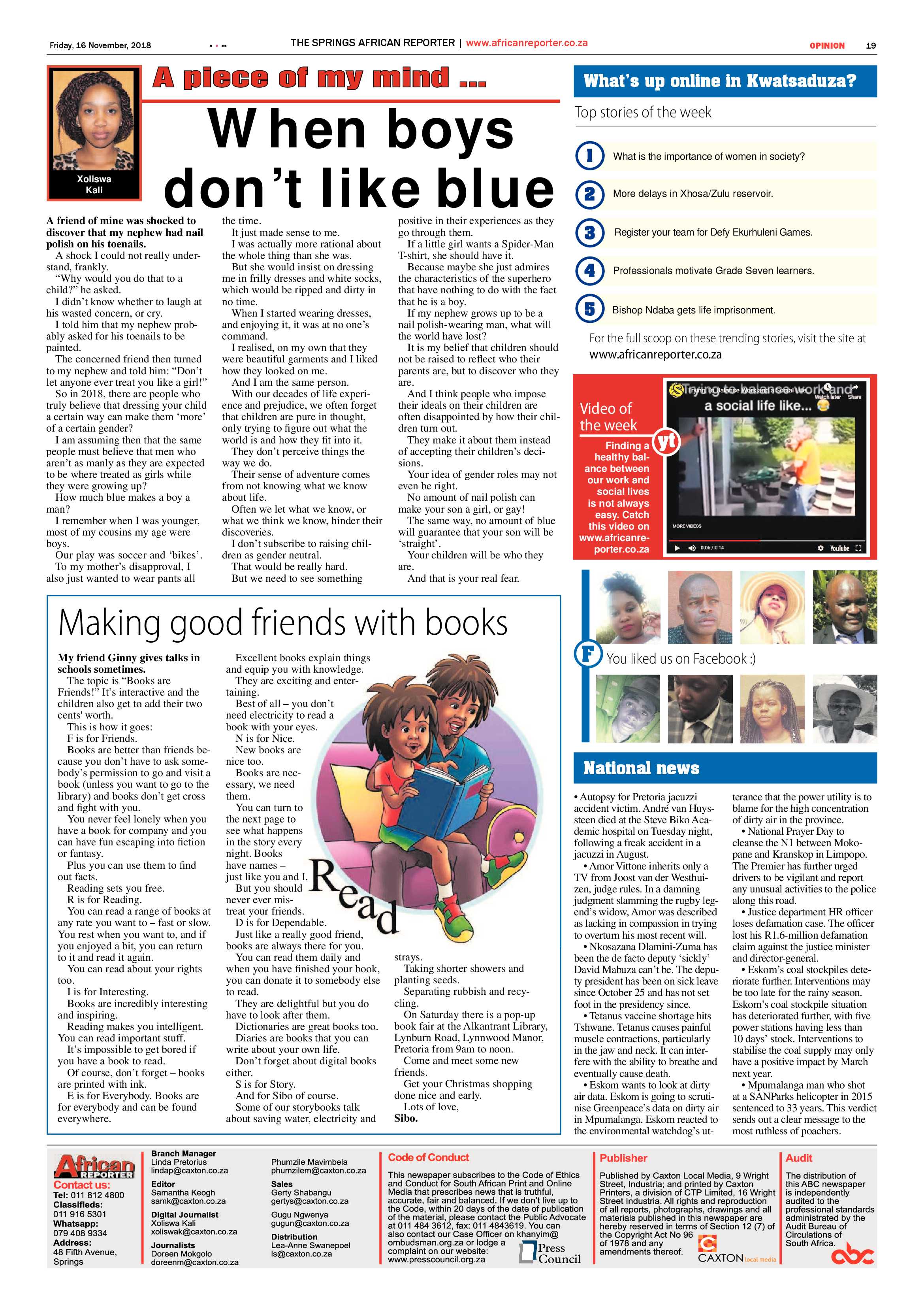 African Reporter 16 November 2018 page 19
