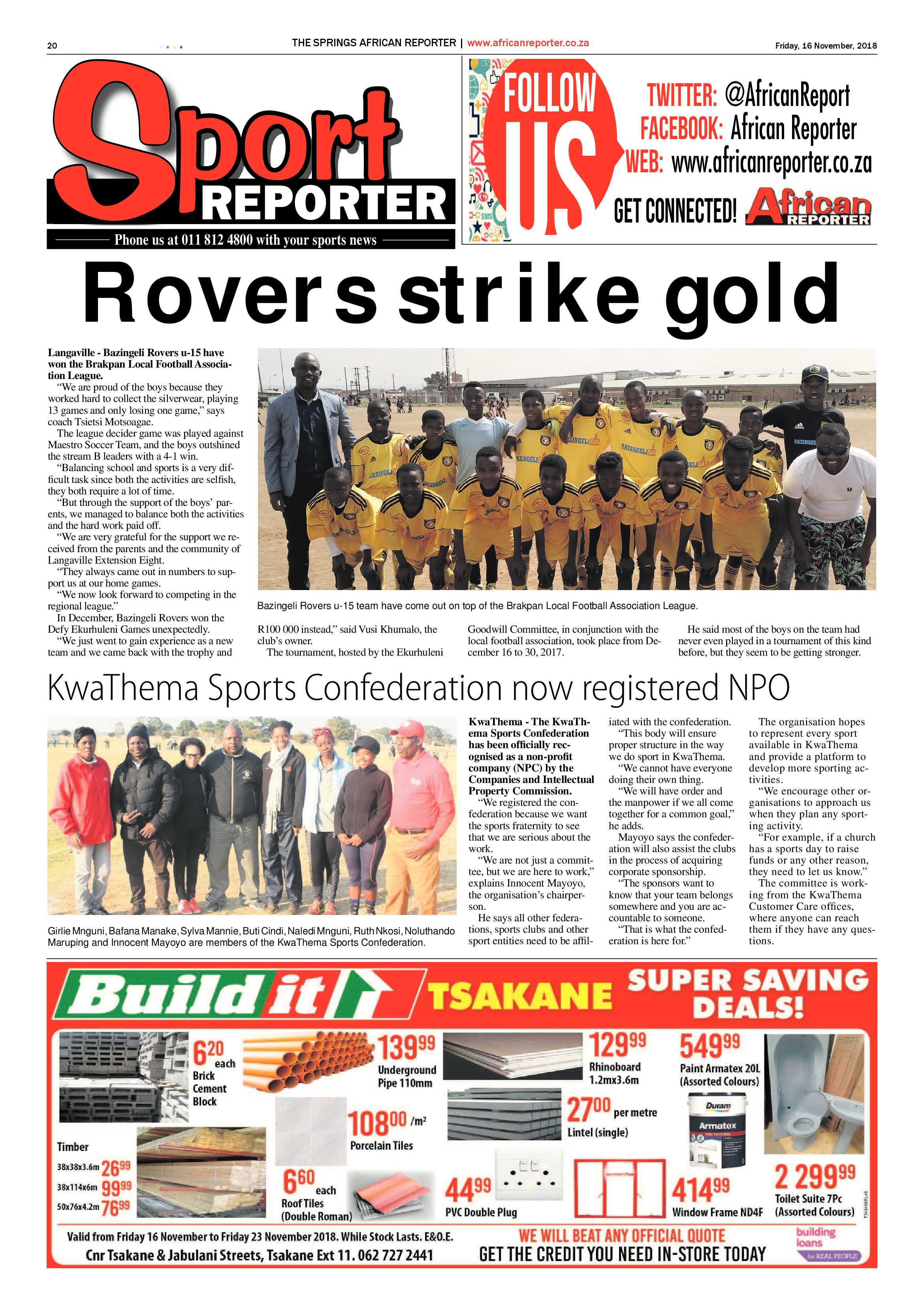 African Reporter 16 November 2018 page 20