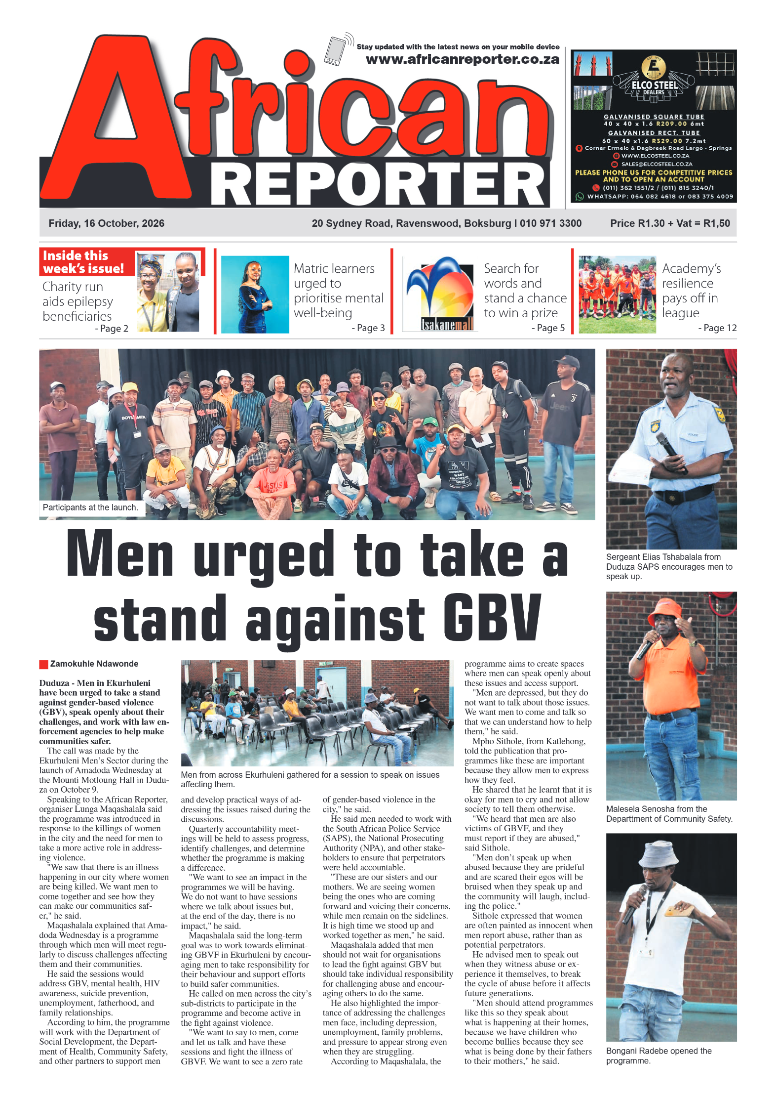 African Reporter 16 October 2026 page 1