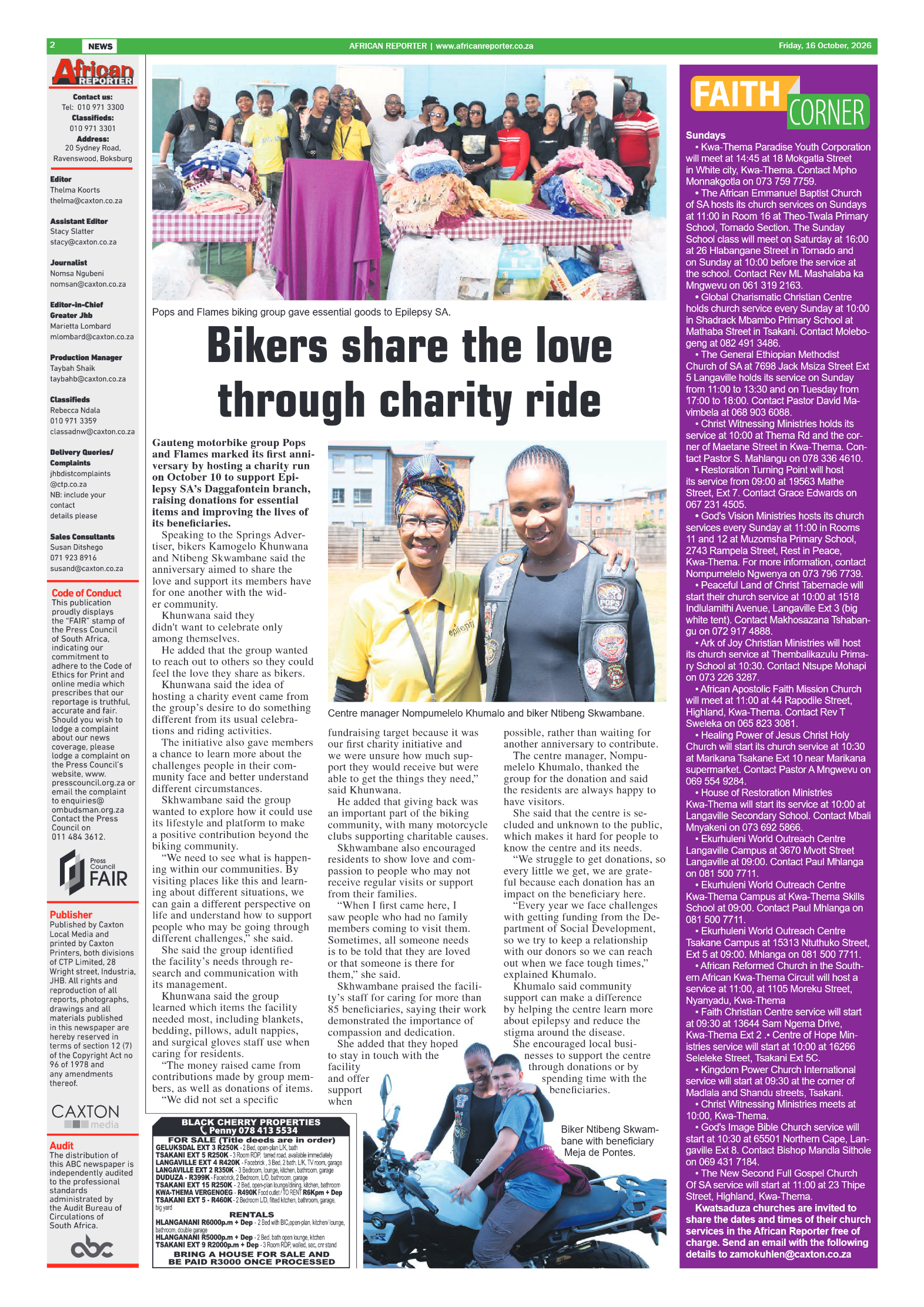 African Reporter 16 October 2026 page 2