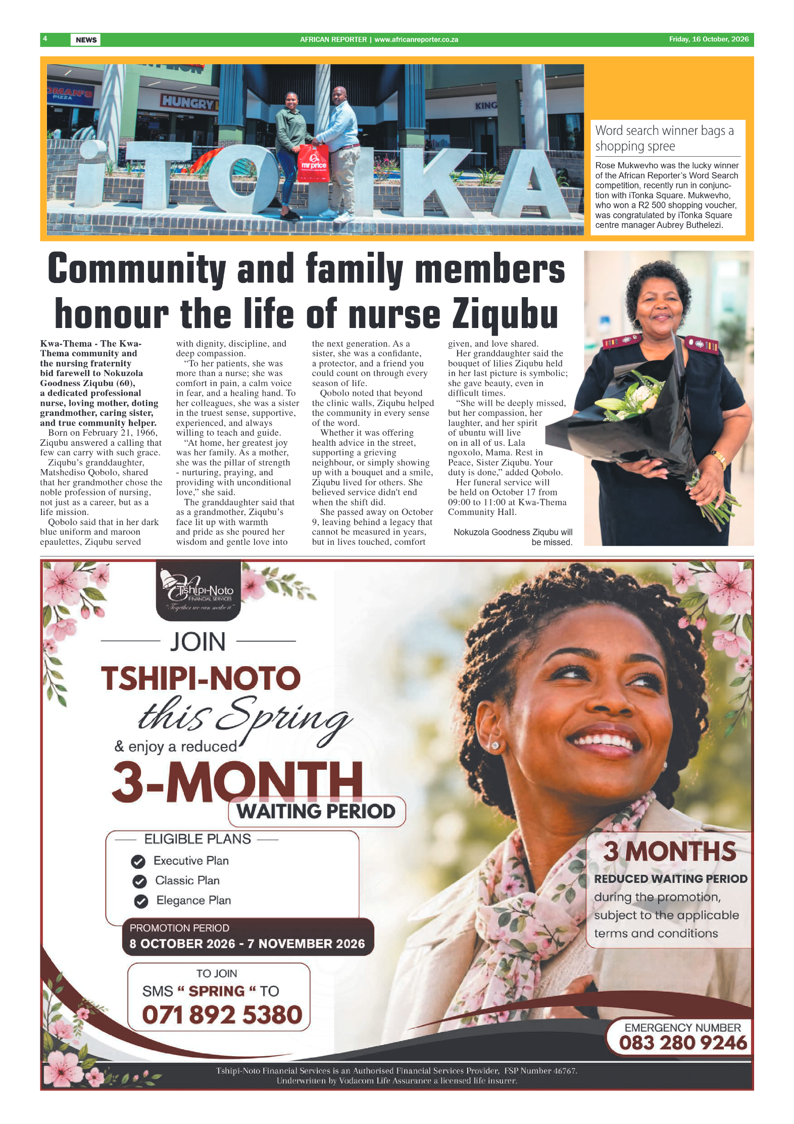 African Reporter 16 October 2026 page 4