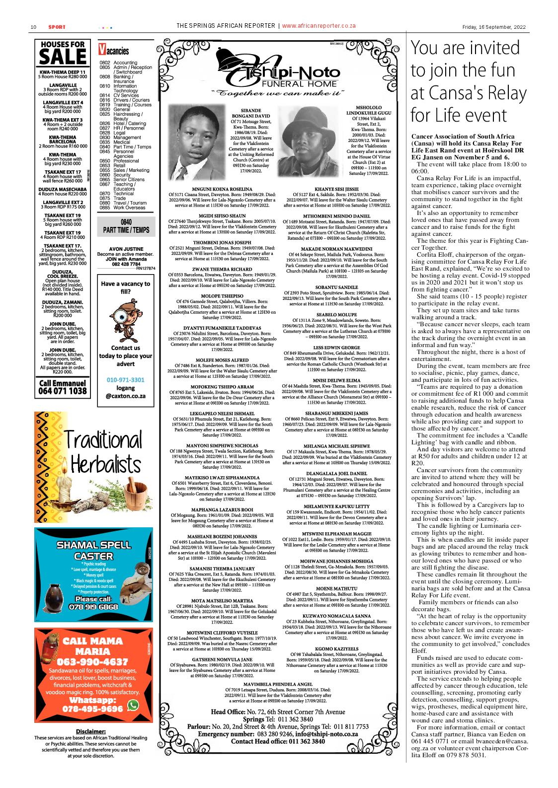 African Reporter 16 Sep 2022 page 10