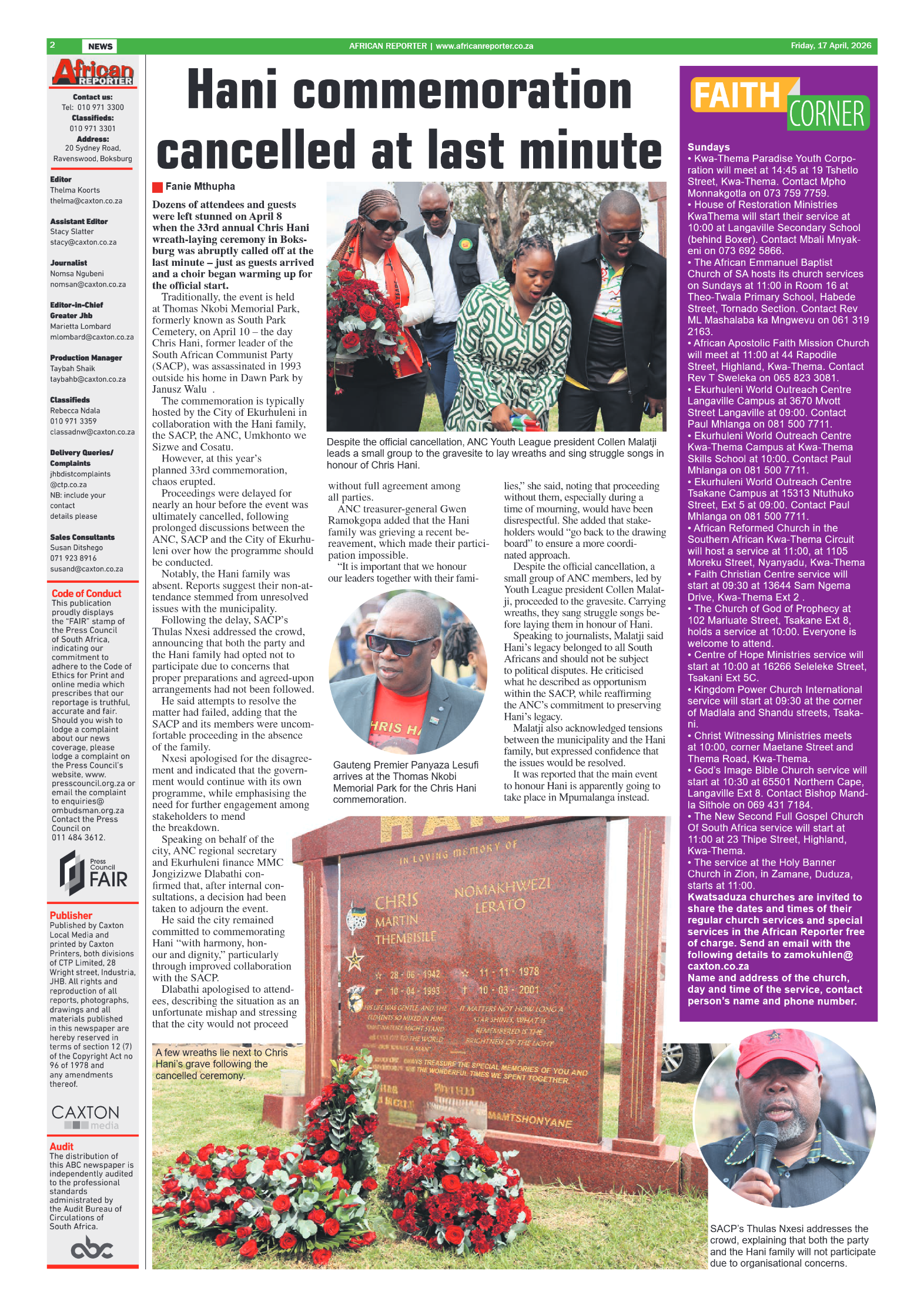 African Reporter 17 April 2026 page 2