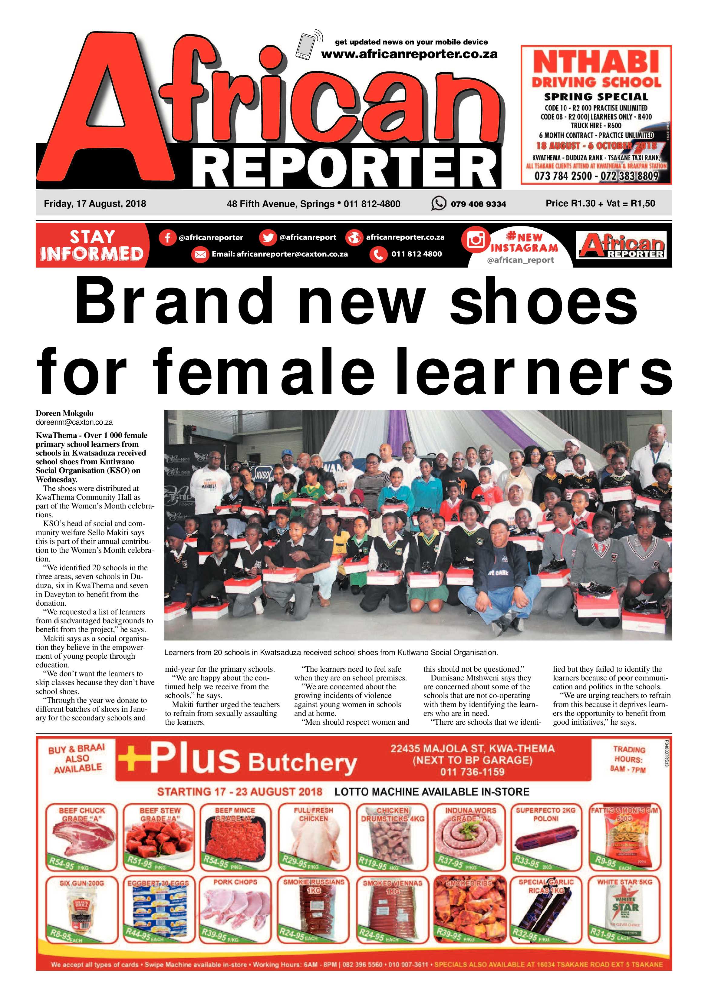 African Reporter 17 August 2018 page 1