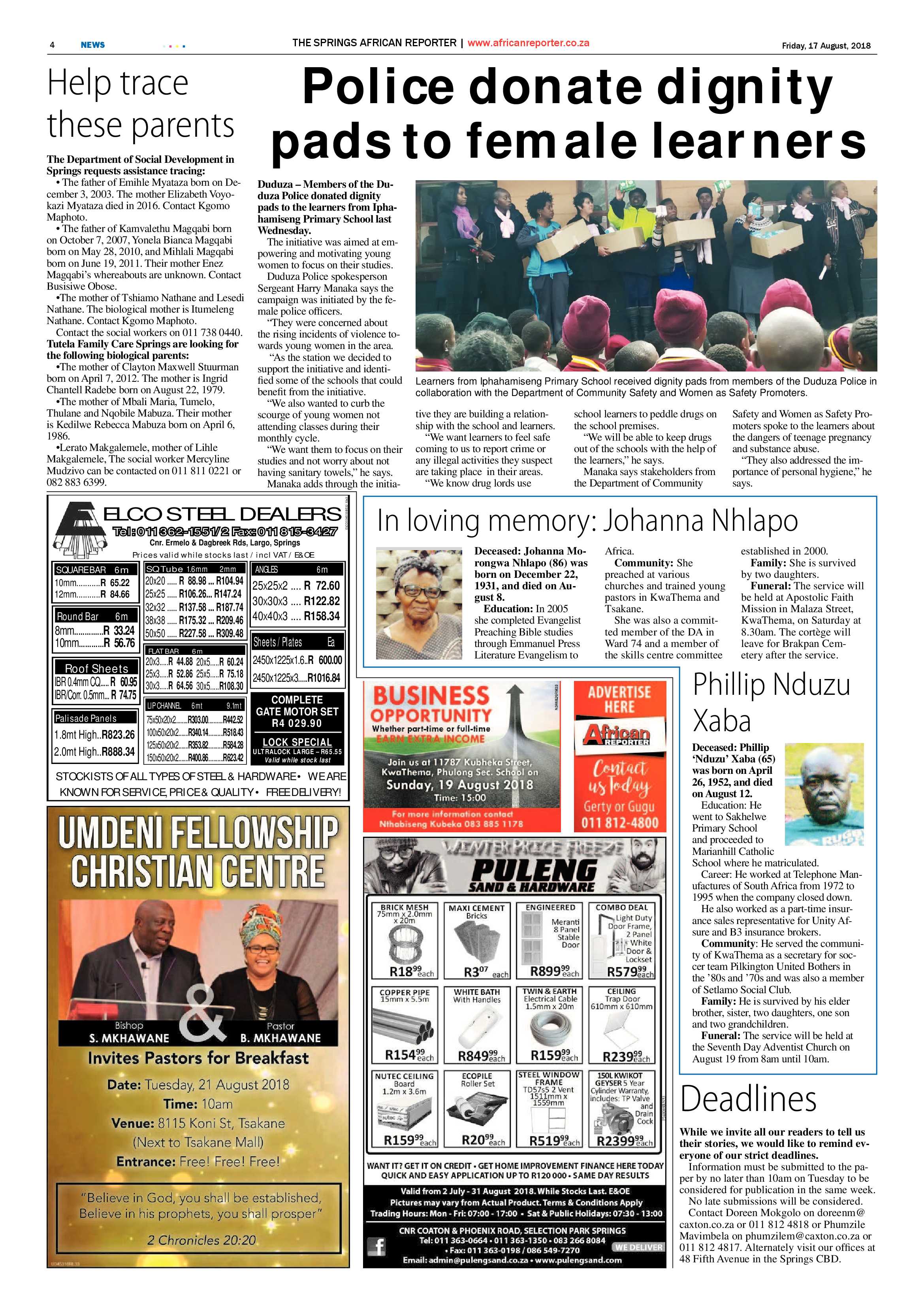 African Reporter 17 August 2018 page 4