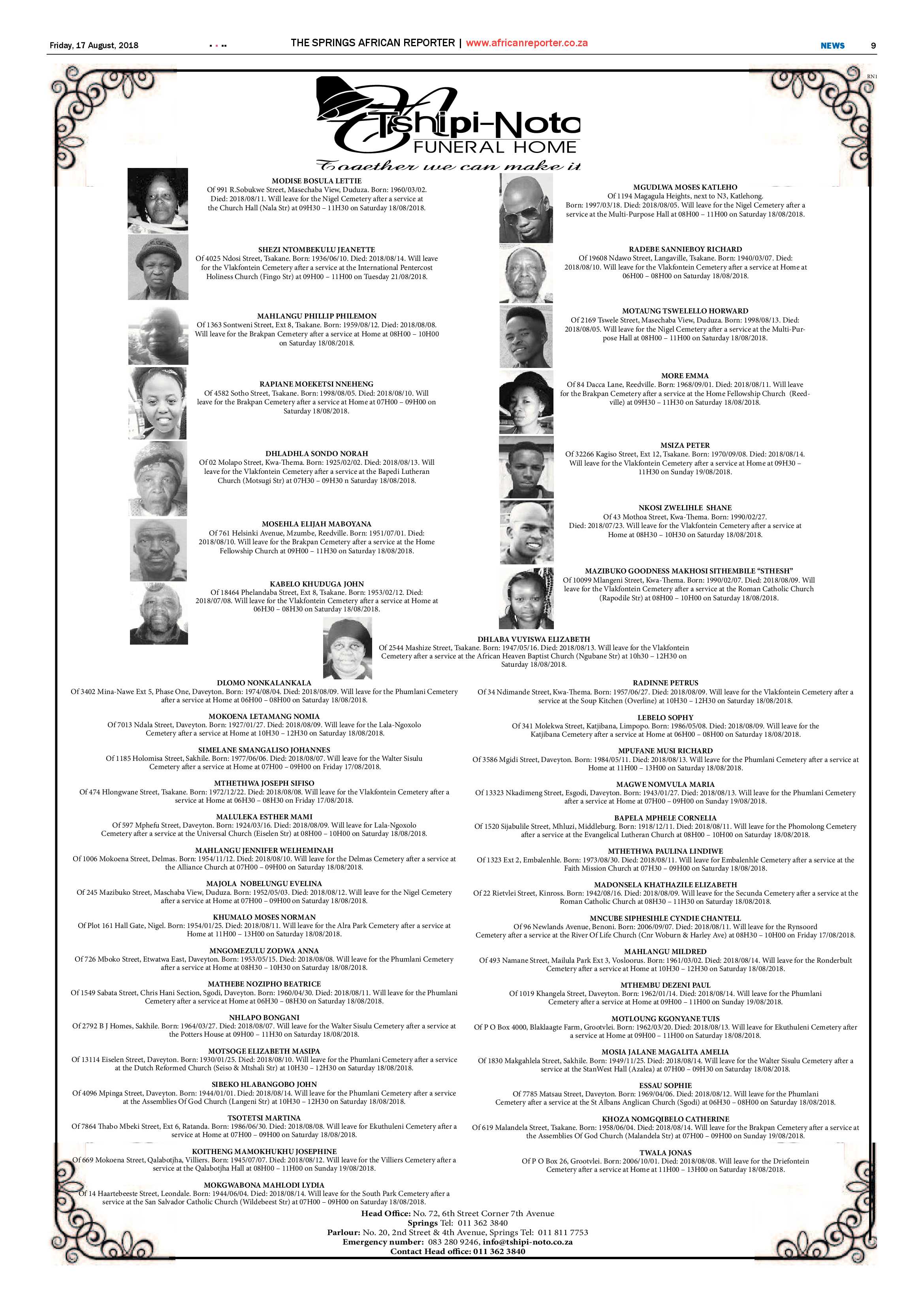 African Reporter 17 August 2018 page 9