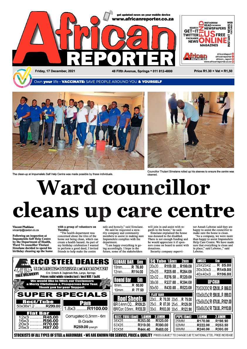 African Reporter 17 December 2021 page 1