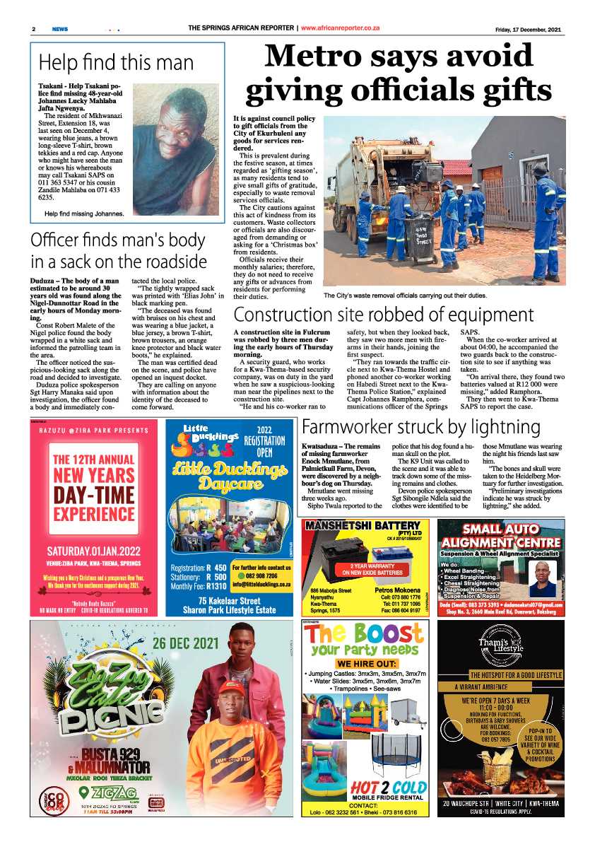African Reporter 17 December 2021 page 2