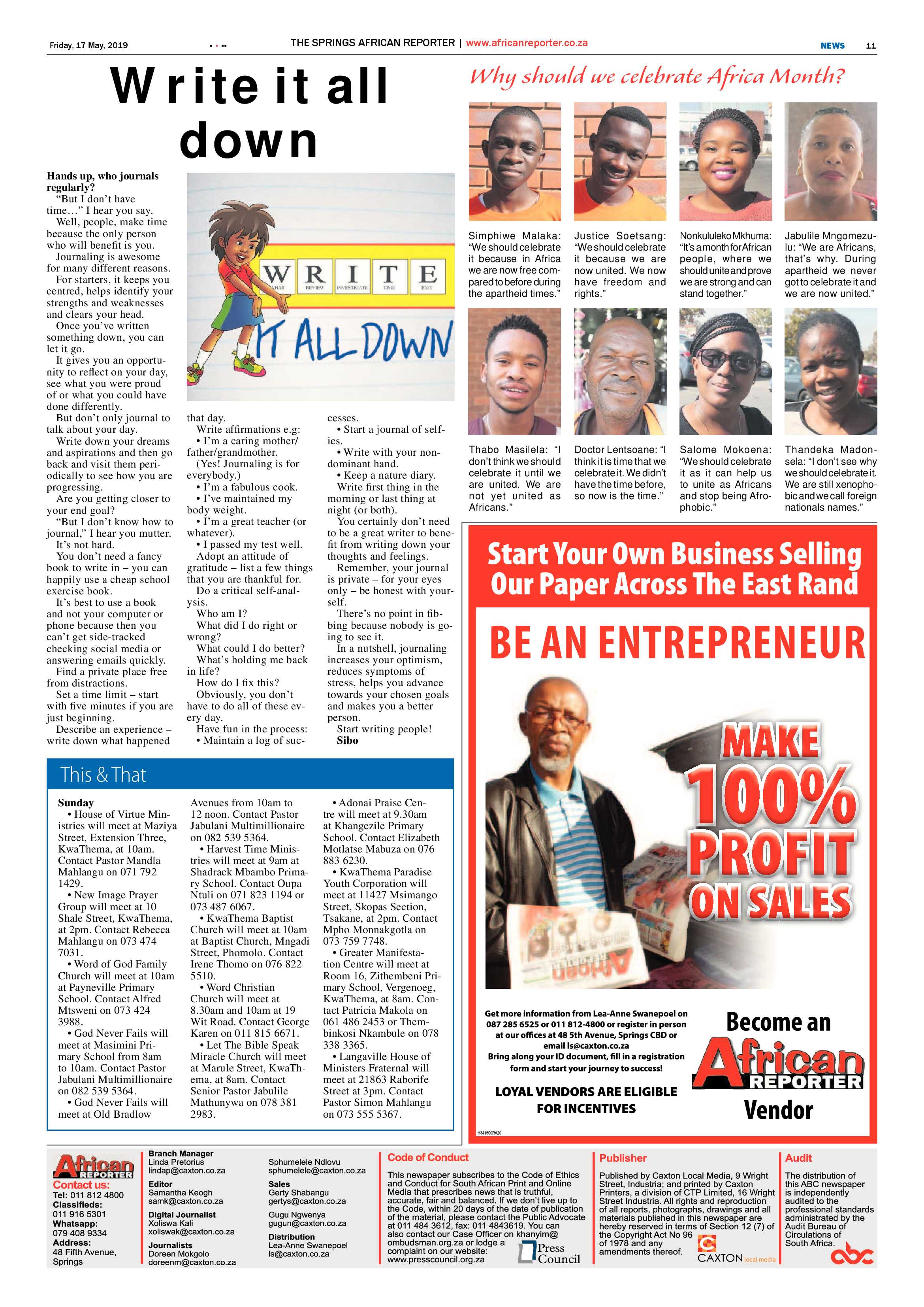 African Reporter 17 May 2019 page 11