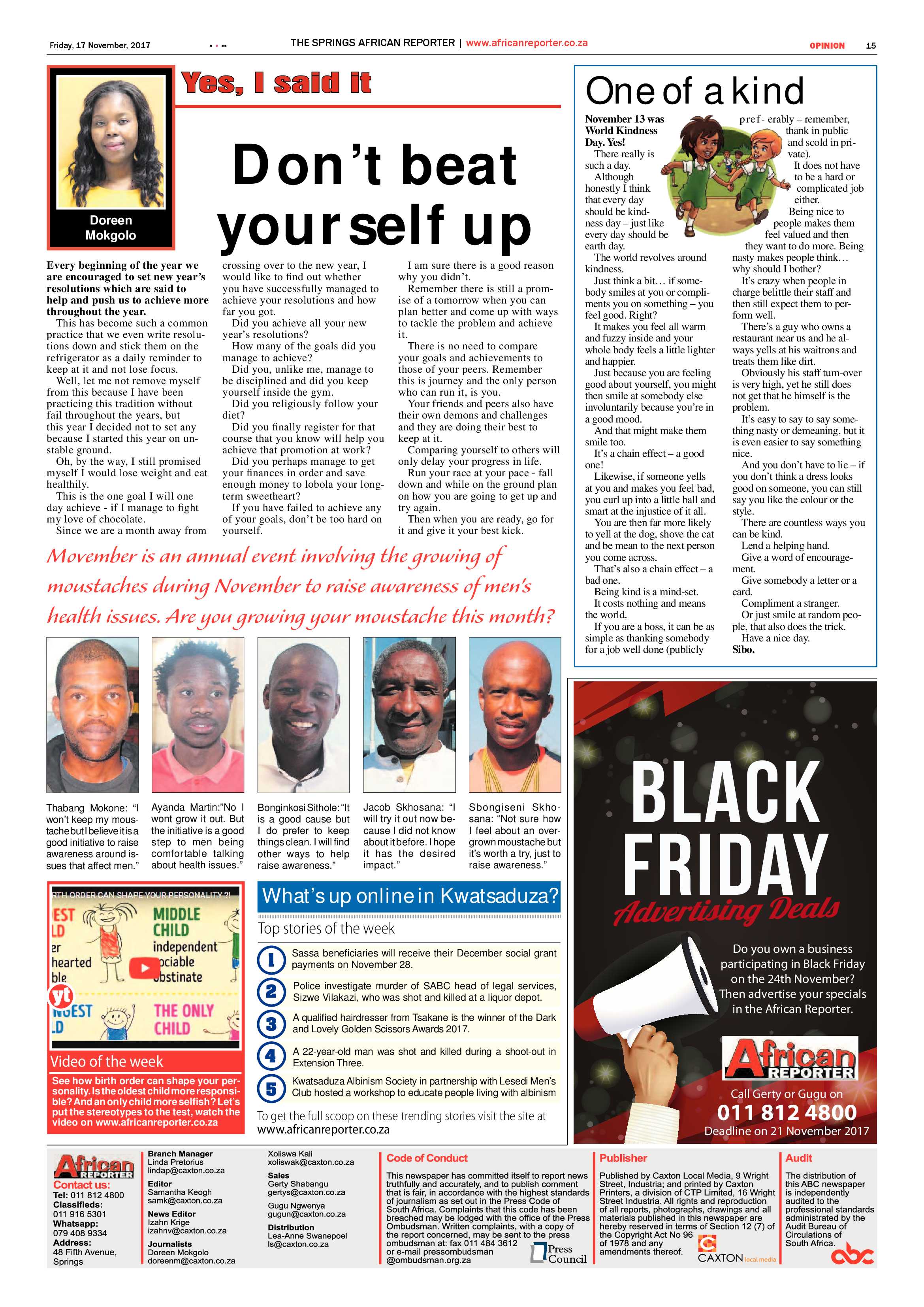 African Reporter 17 November 2017 page 15