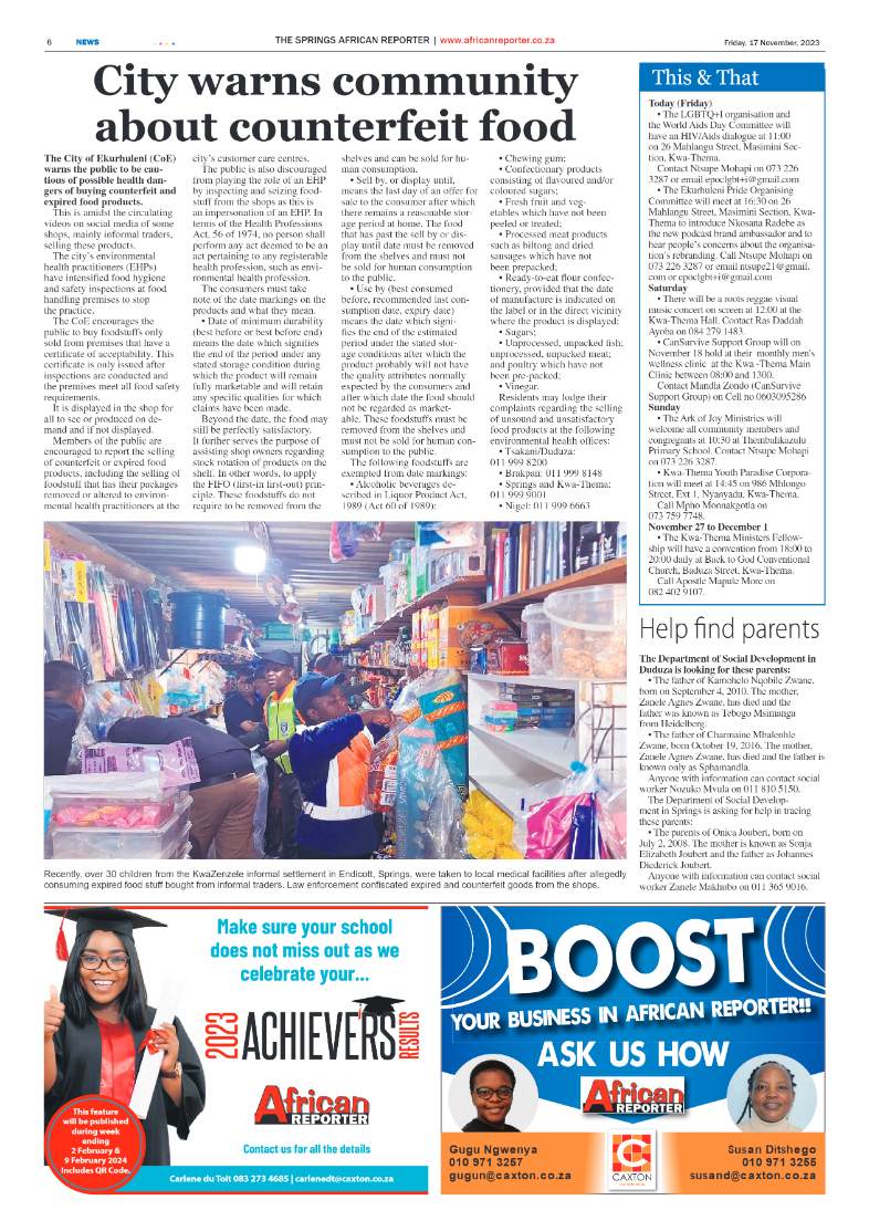 African Reporter 17 November 2023 page 6