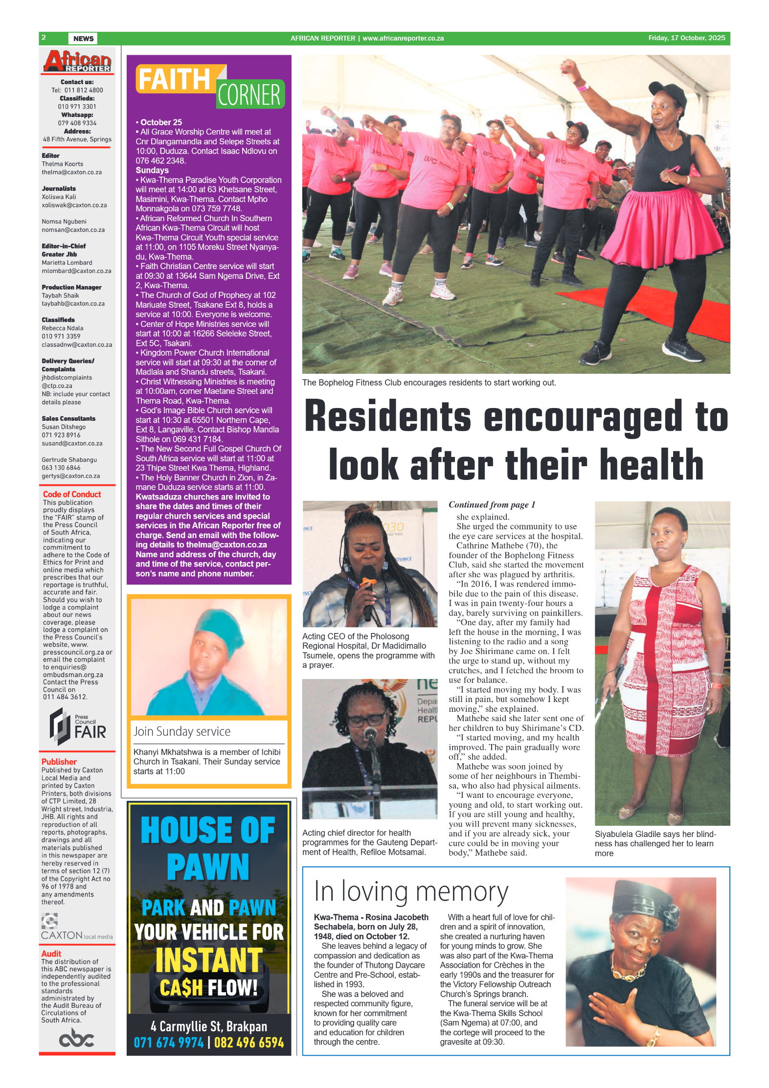 African Reporter 17 October 2025 page 2