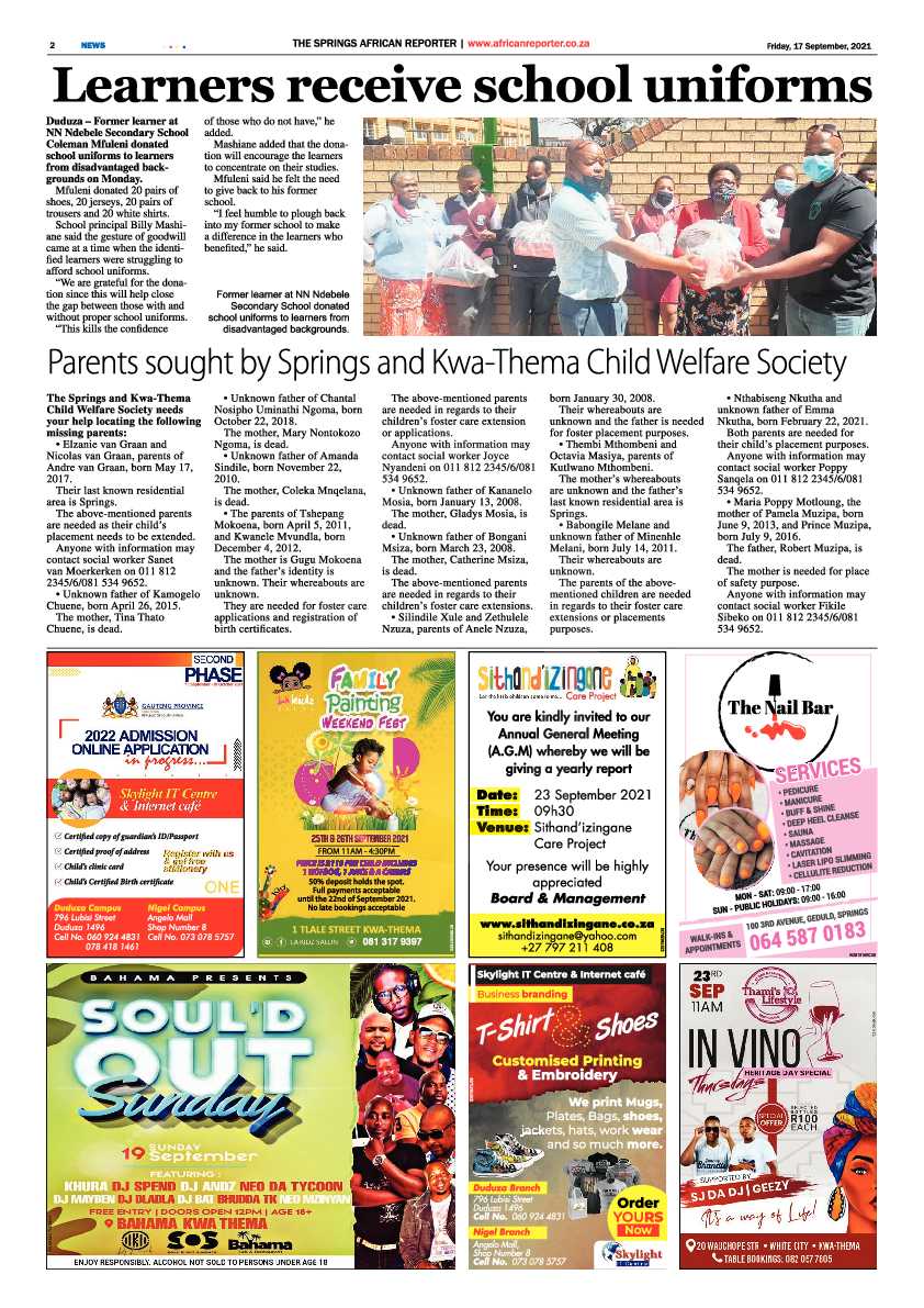African Reporter 17 September 2021 page 2