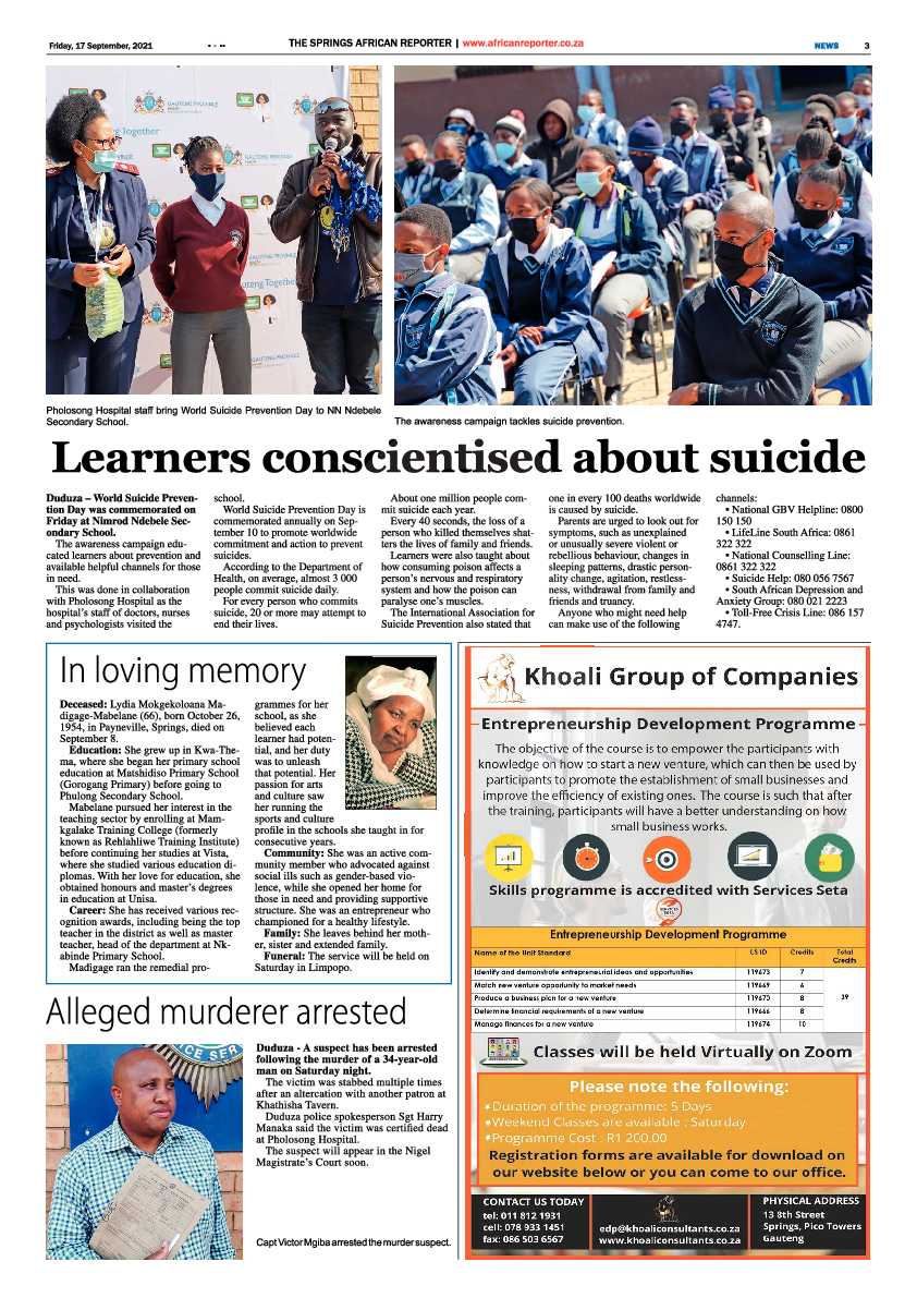 African Reporter 17 September 2021 page 3