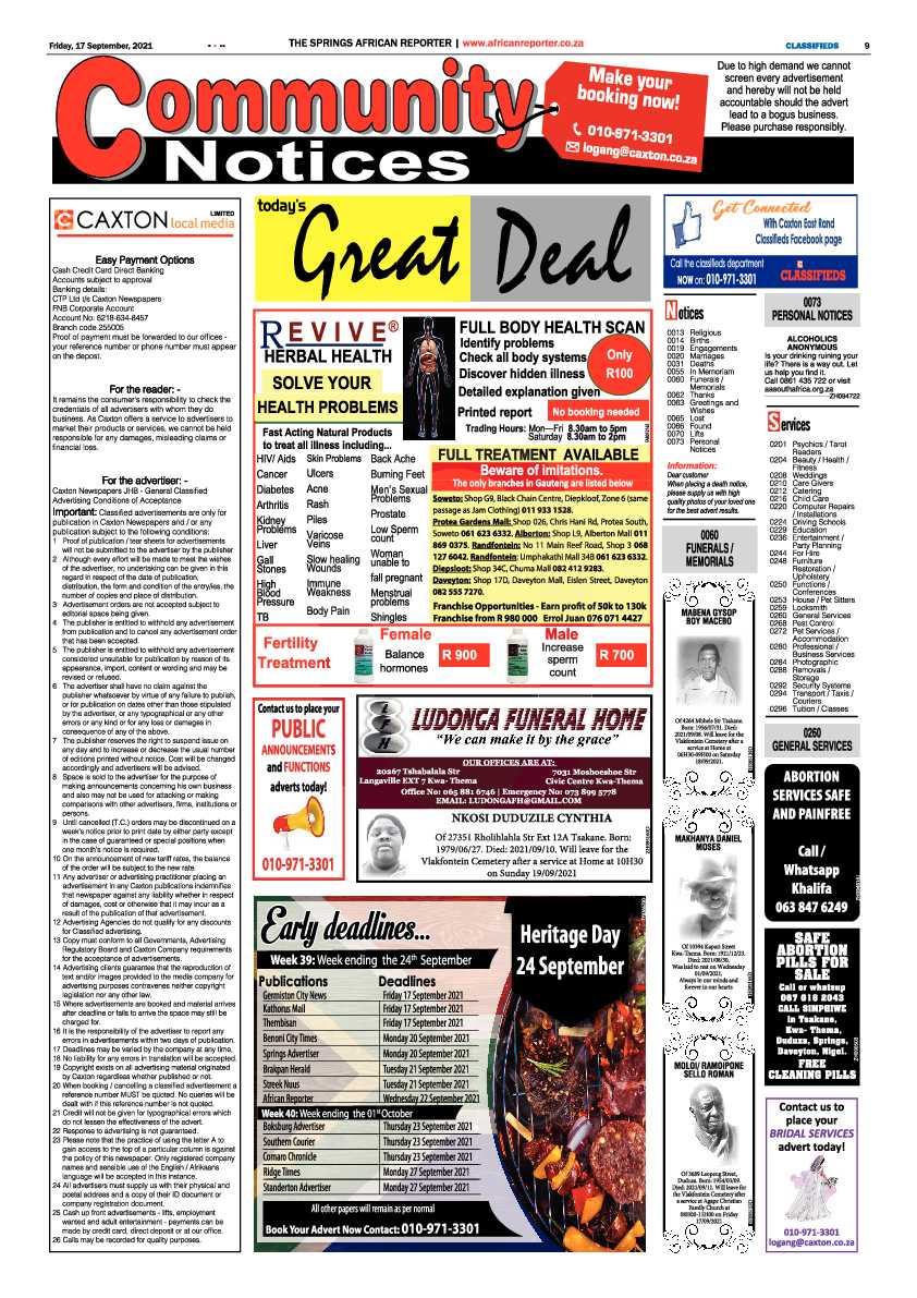 African Reporter 17 September 2021 page 9