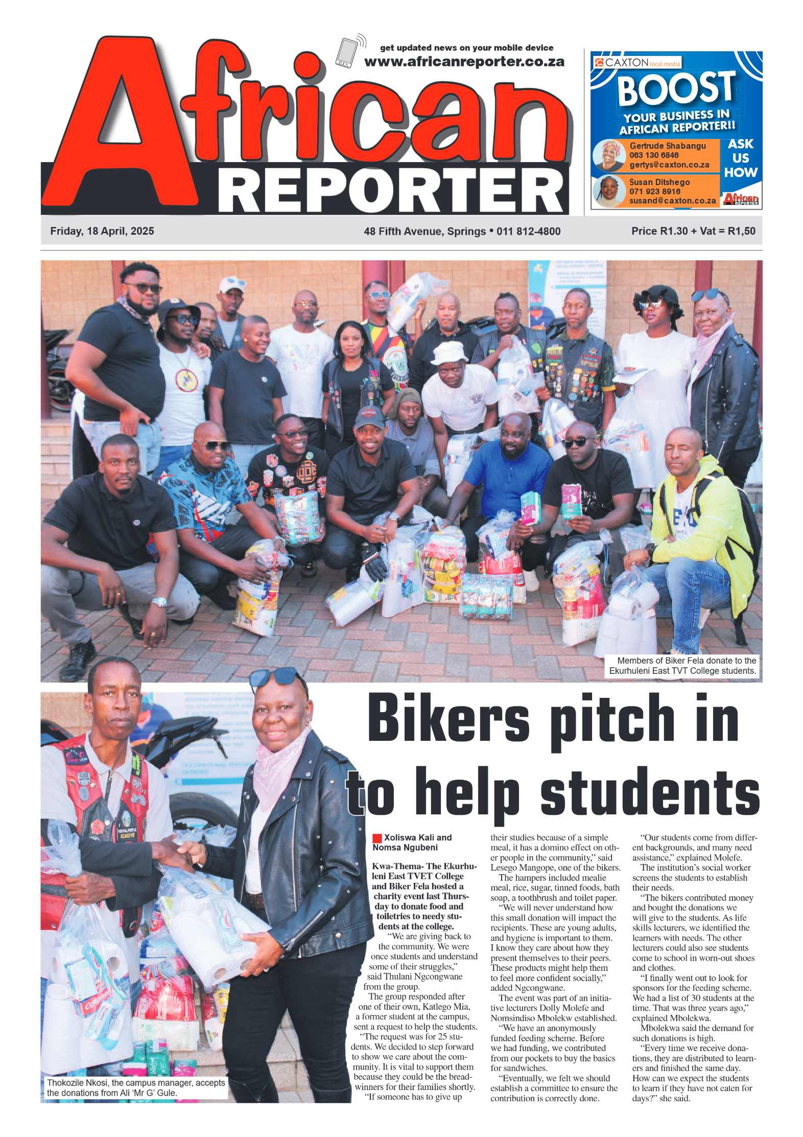 African Reporter 18 April 2025 page 1