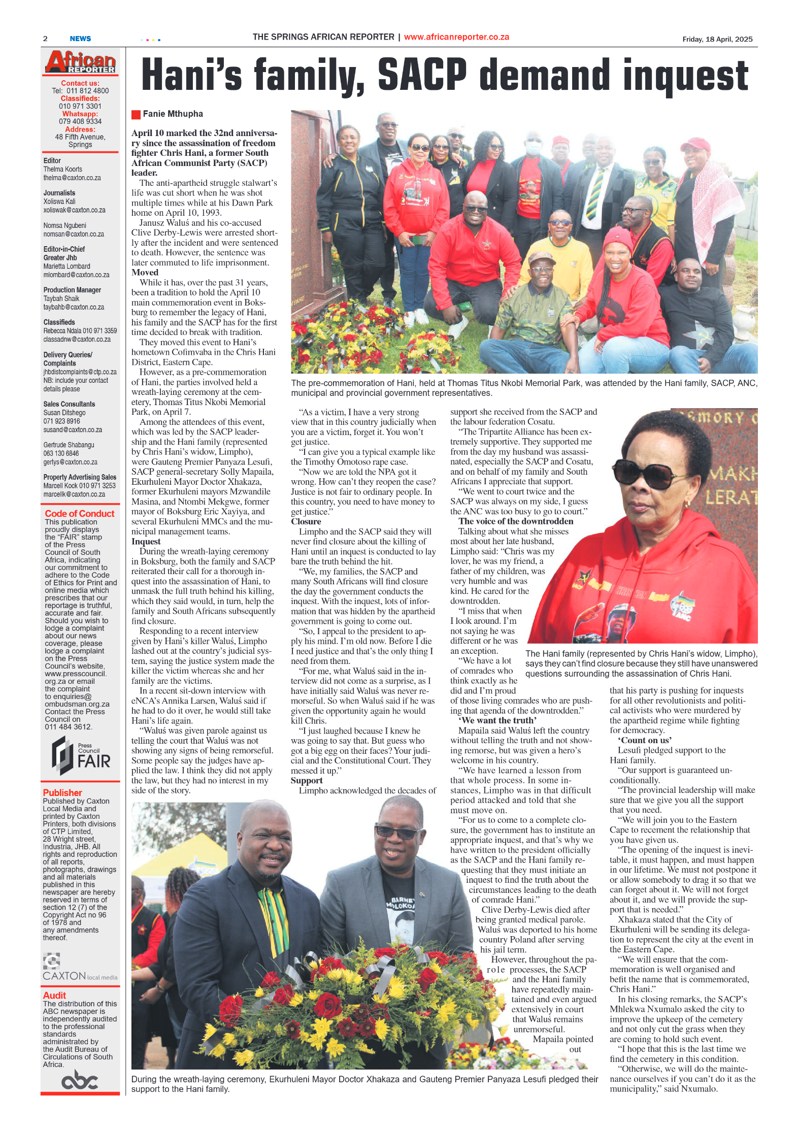 African Reporter 18 April 2025 page 2