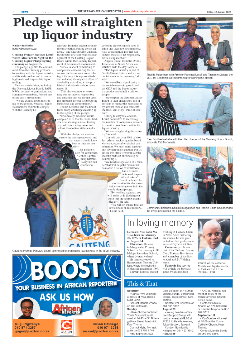 African Reporter 18 Aug 2023 page 4