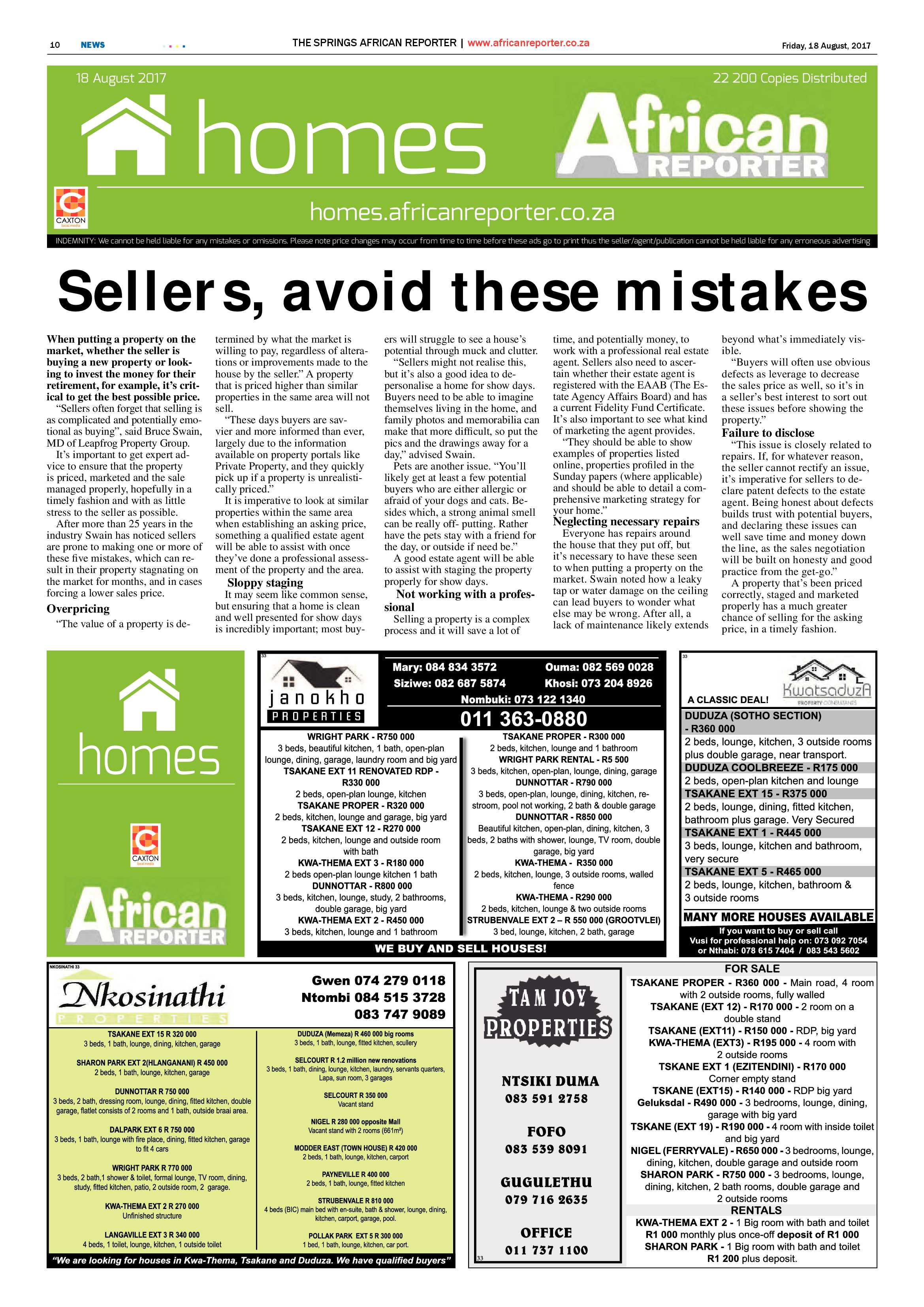 African Reporter 18 August 2017 page 10