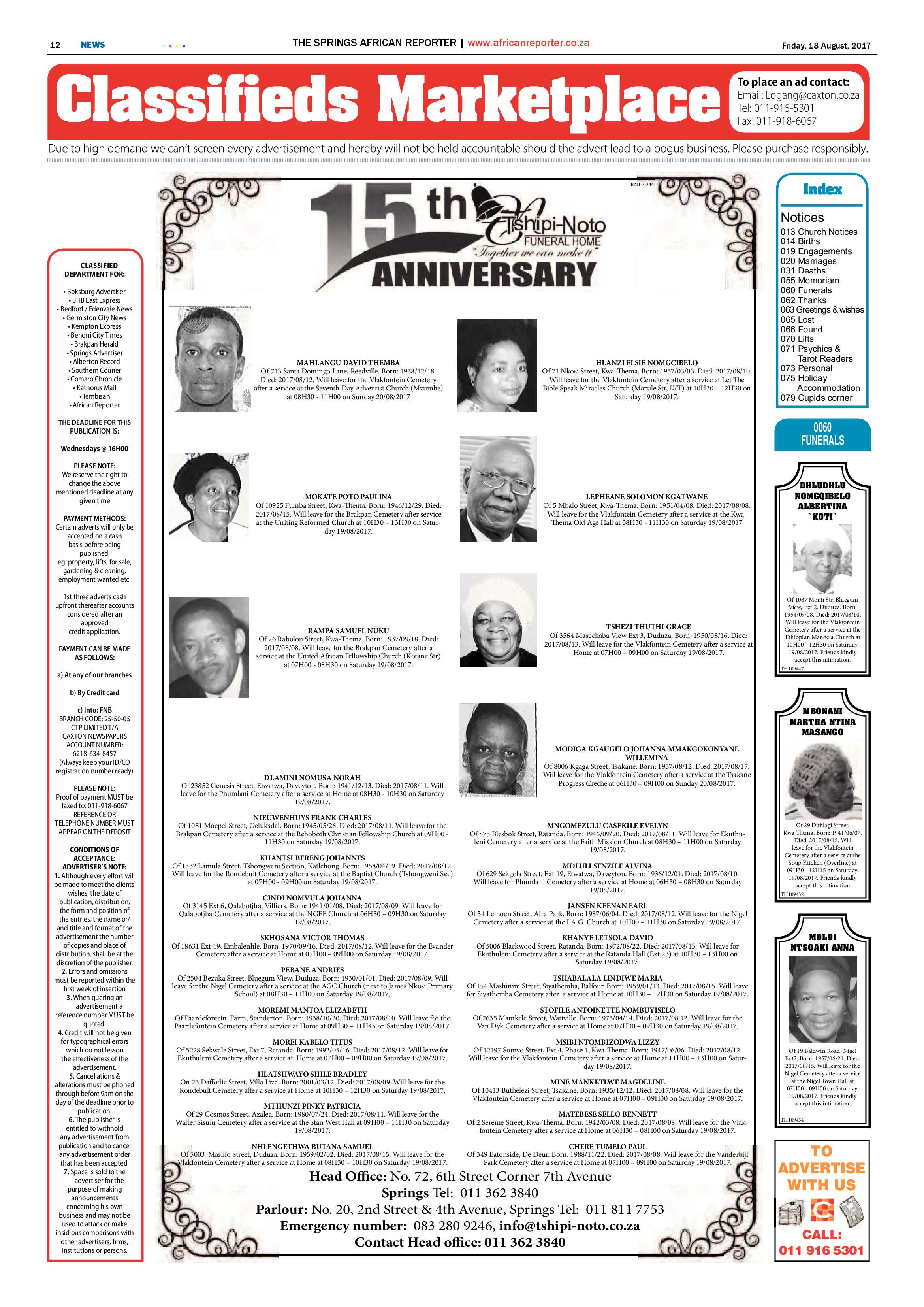 African Reporter 18 August 2017 page 12