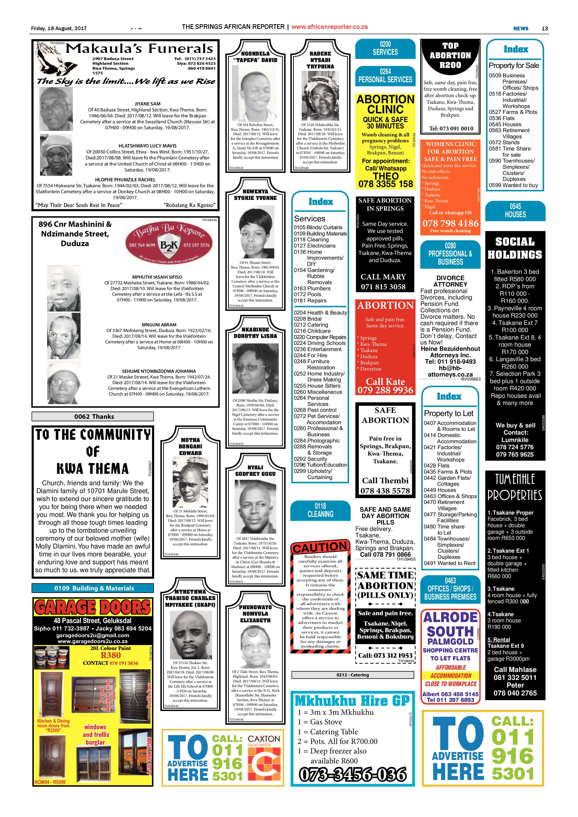 African Reporter 18 August 2017 page 13