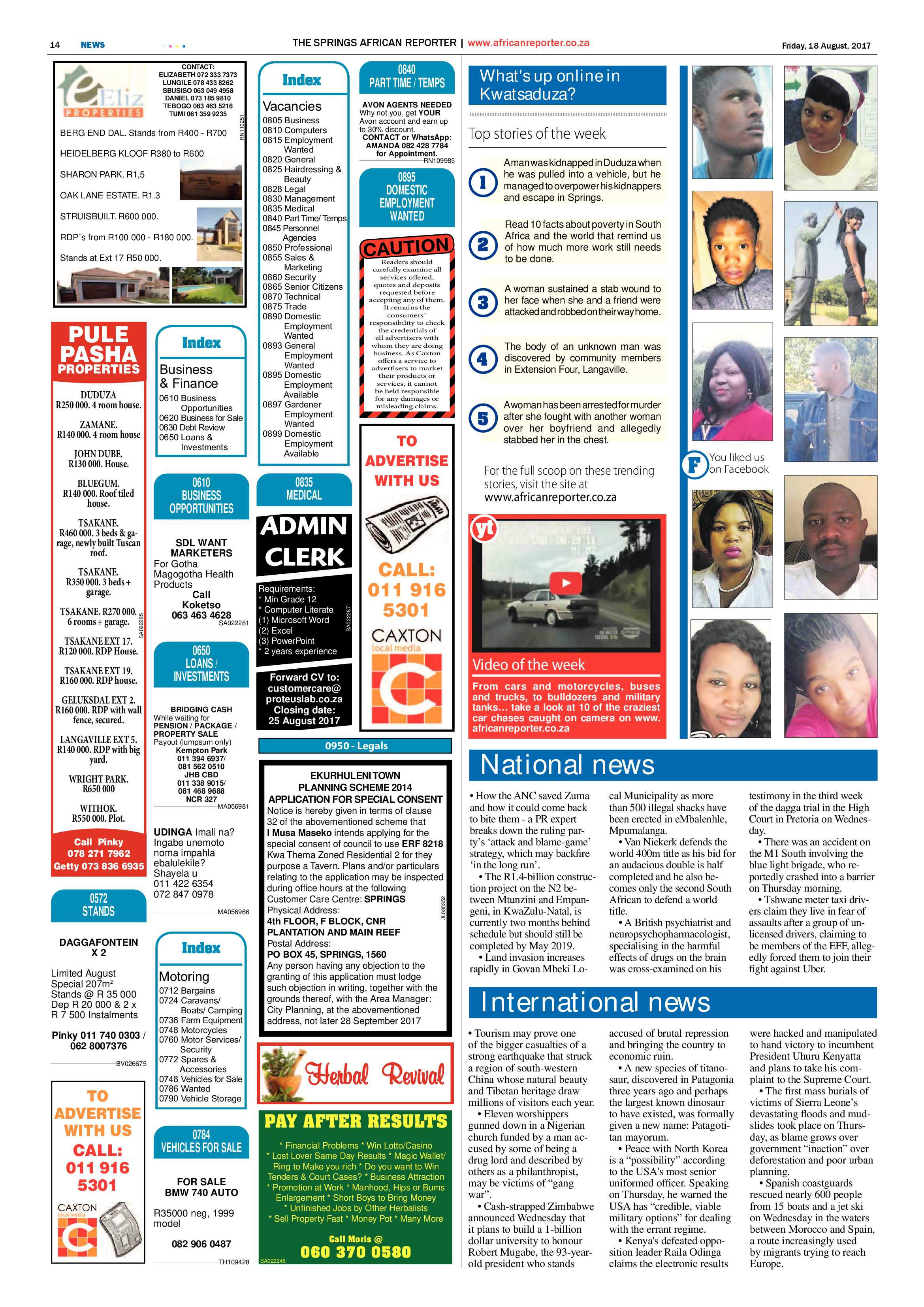 African Reporter 18 August 2017 page 14