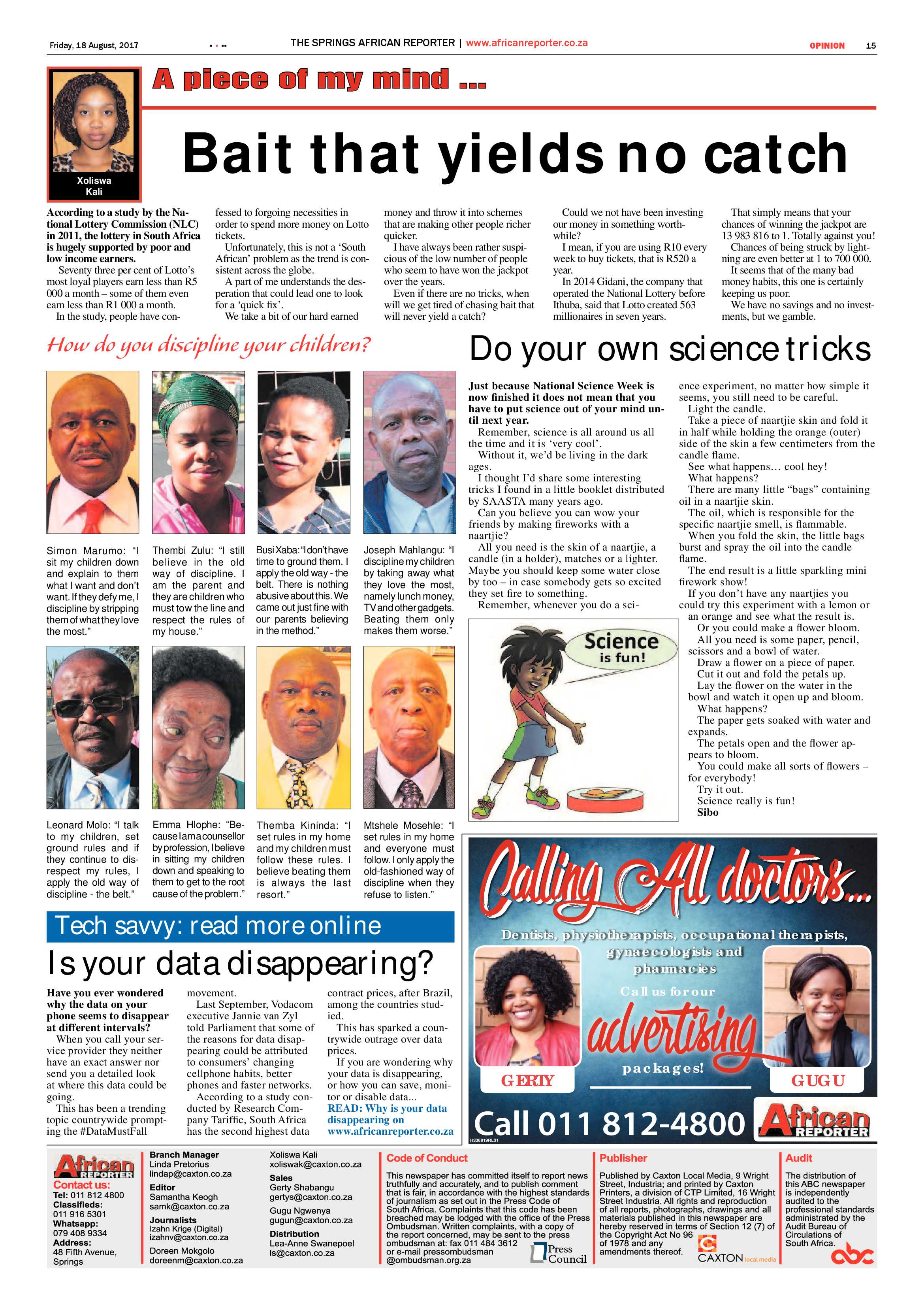 African Reporter 18 August 2017 page 15