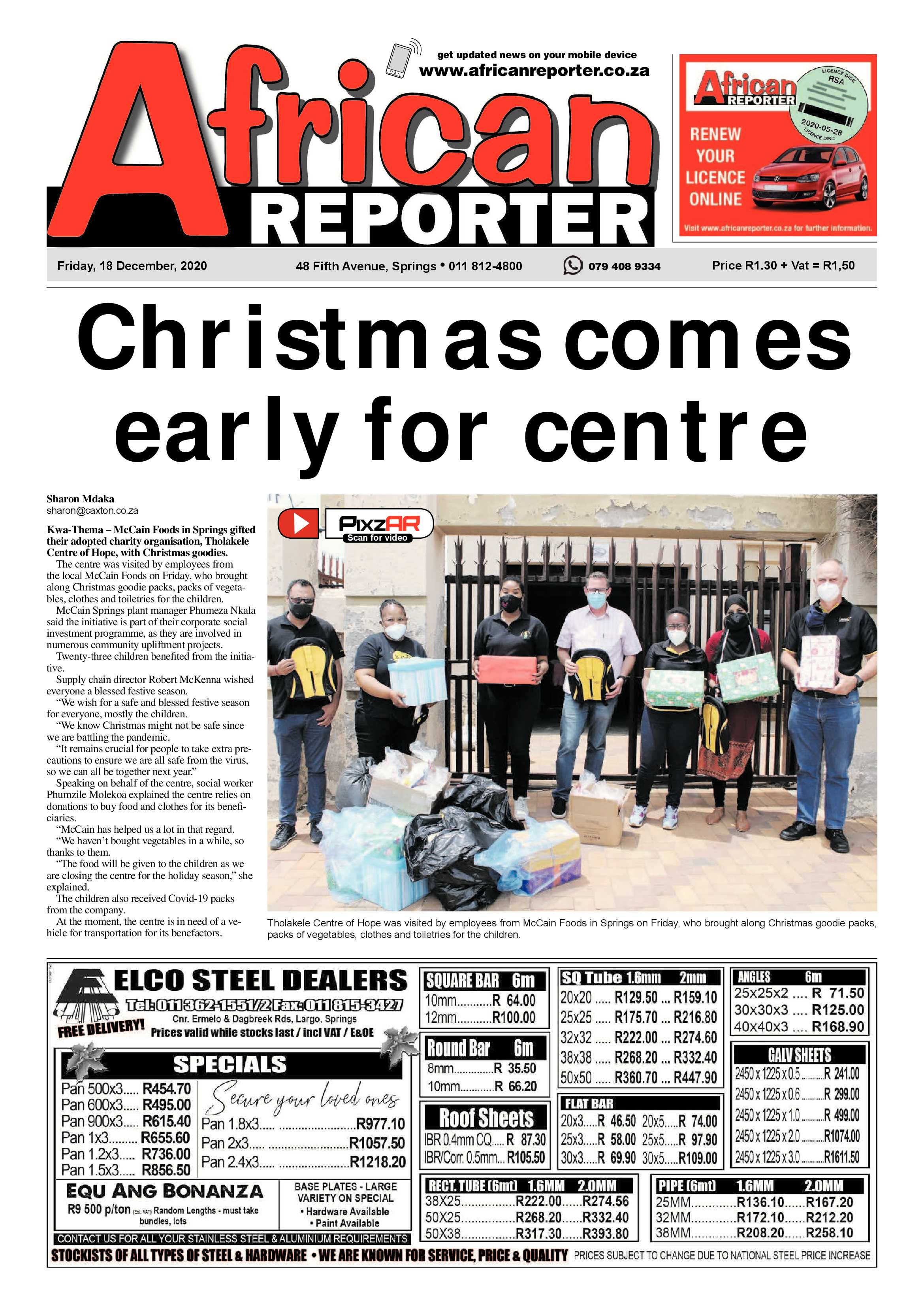 African Reporter 18 December 2020 page 1