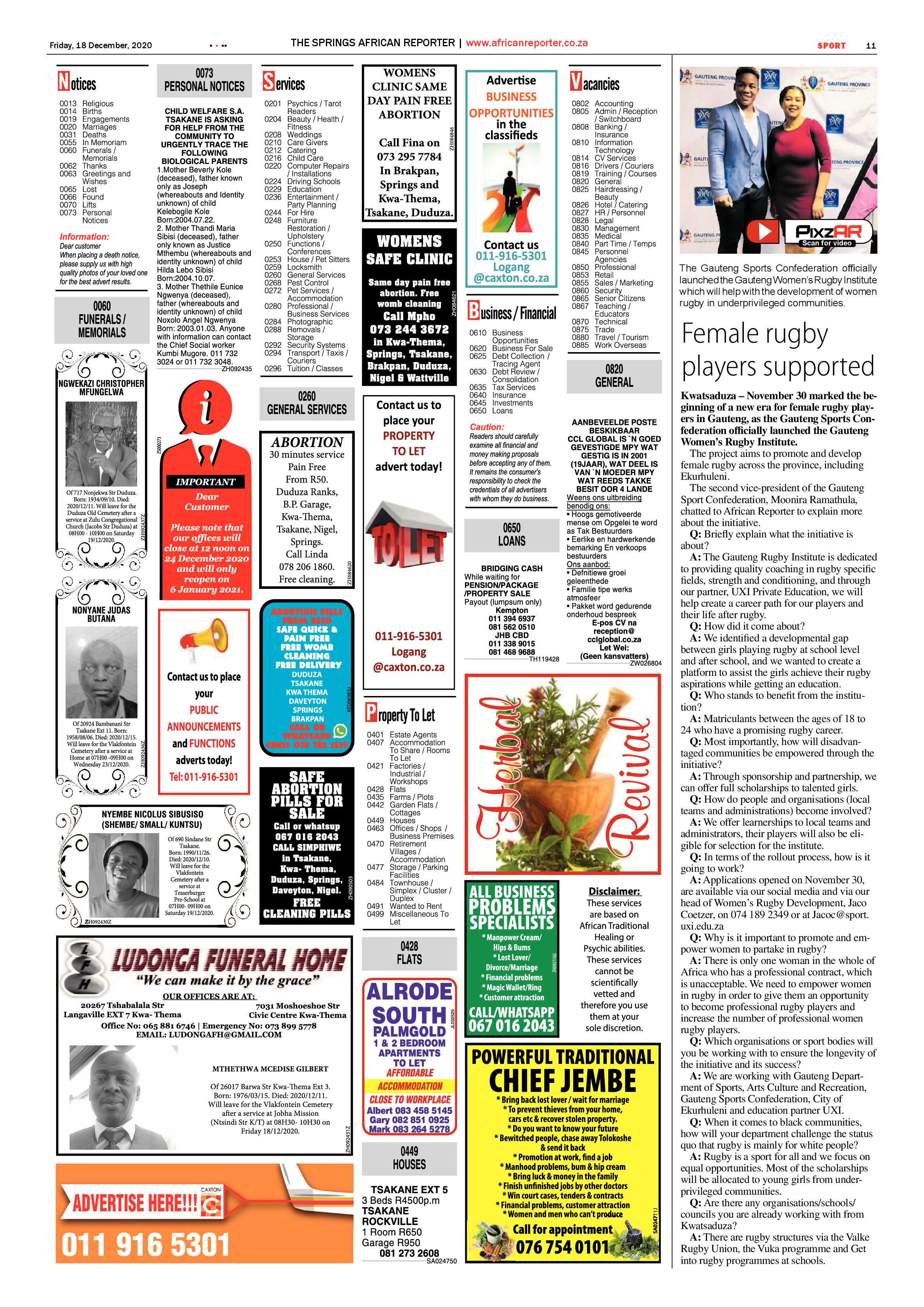 African Reporter 18 December 2020 page 11
