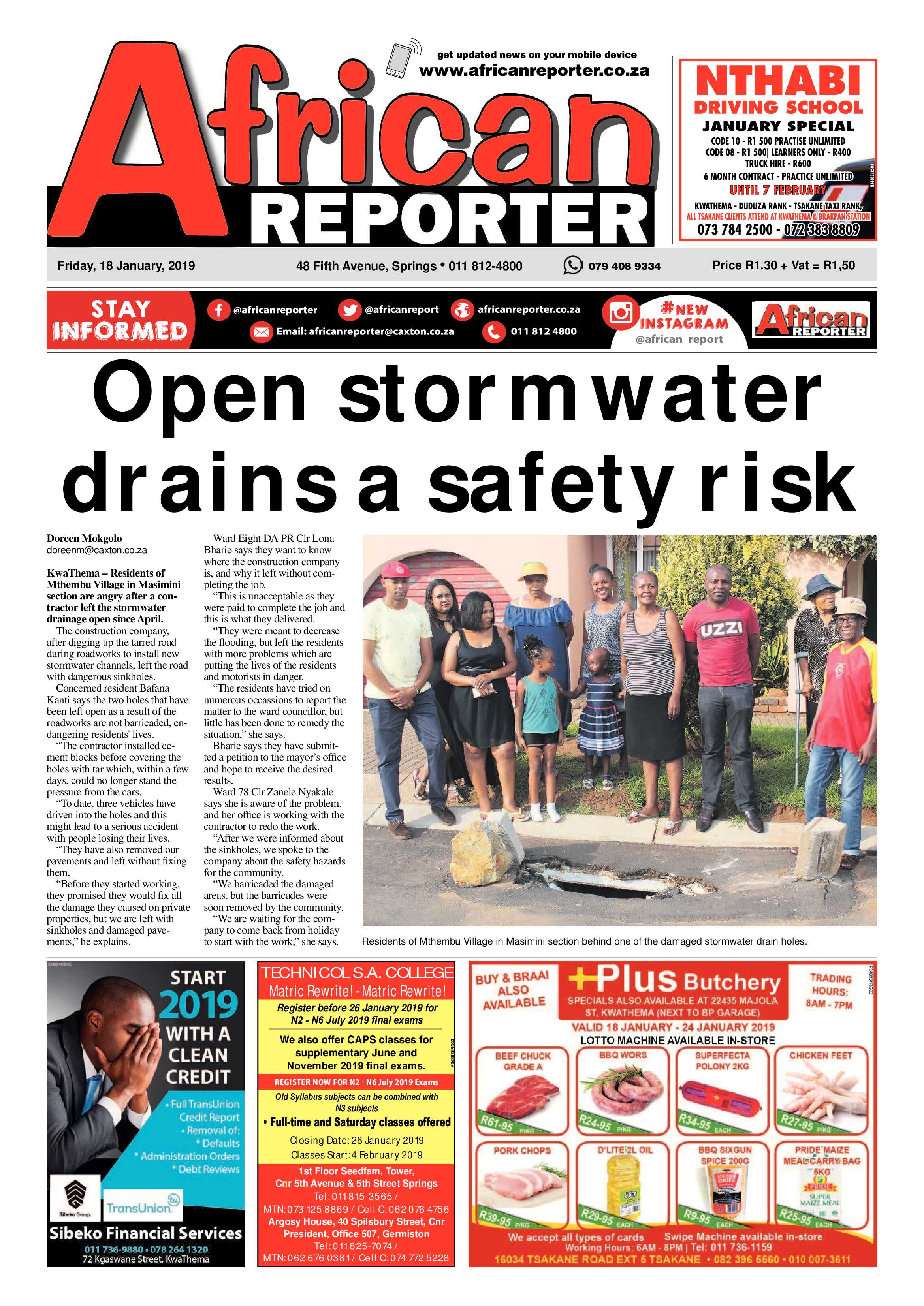 African Reporter 18 January 2019 page 1